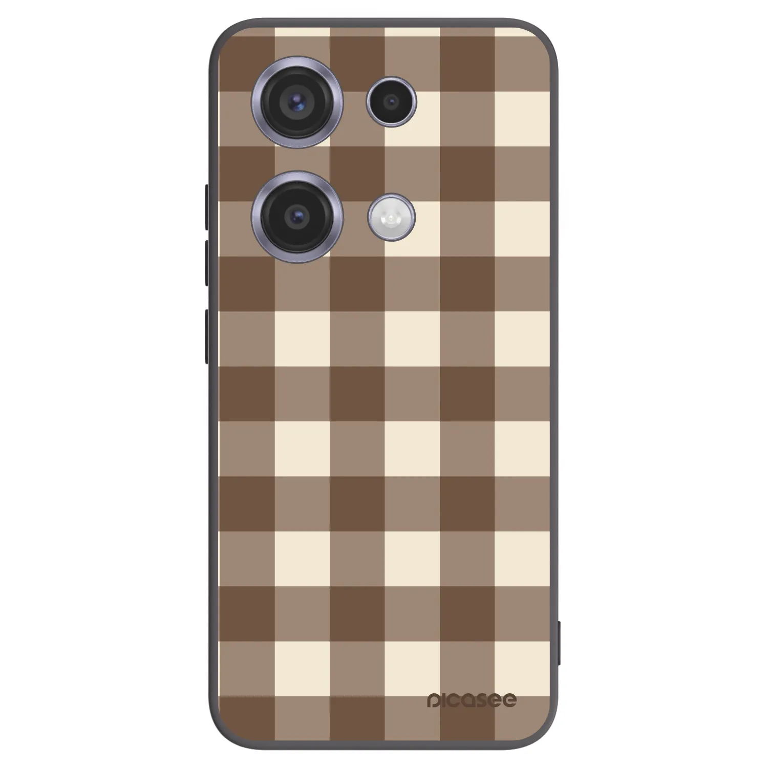 Picasee Xiaomi Redmi Note 14S Hülle - Schwarzes Silikon - Brown grid