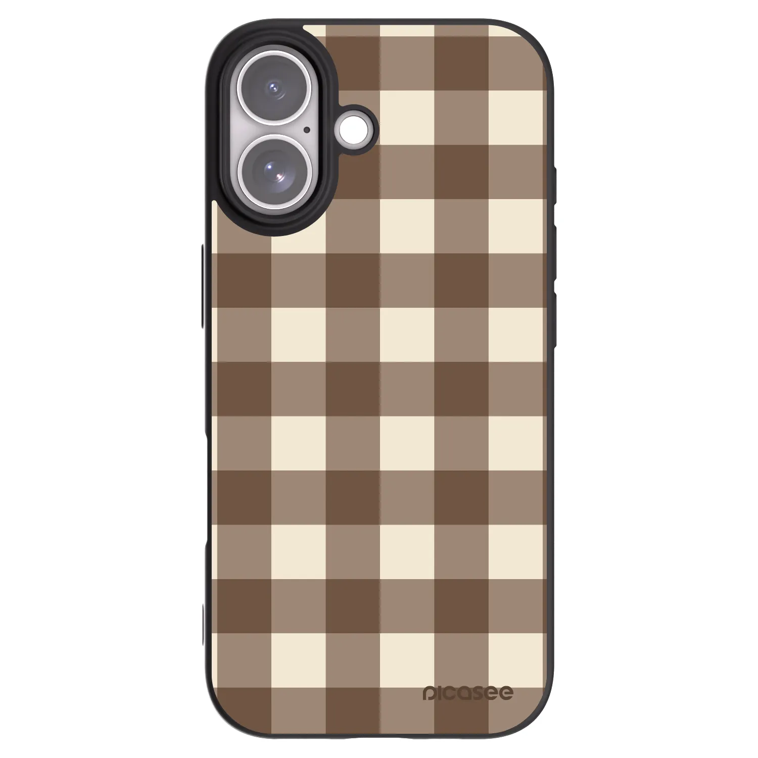 Picasee Apple iPhone 17 Hülle - Schwarzes Silikon - Brown grid
