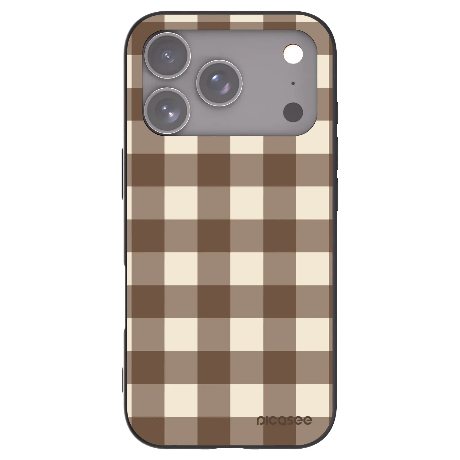 Picasee Apple iPhone 17 Pro Hülle - Schwarzes Silikon - Brown grid