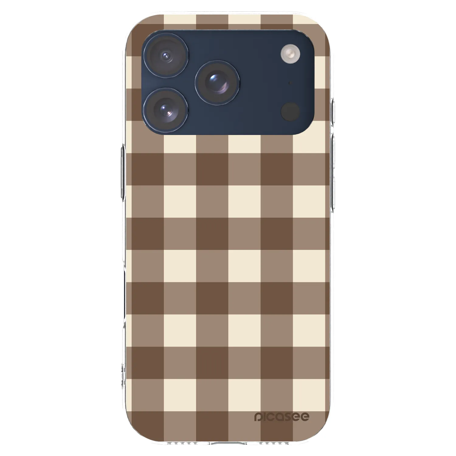 Picasee Apple iPhone 17 Pro Hülle - Transparentes Silikon - Brown grid