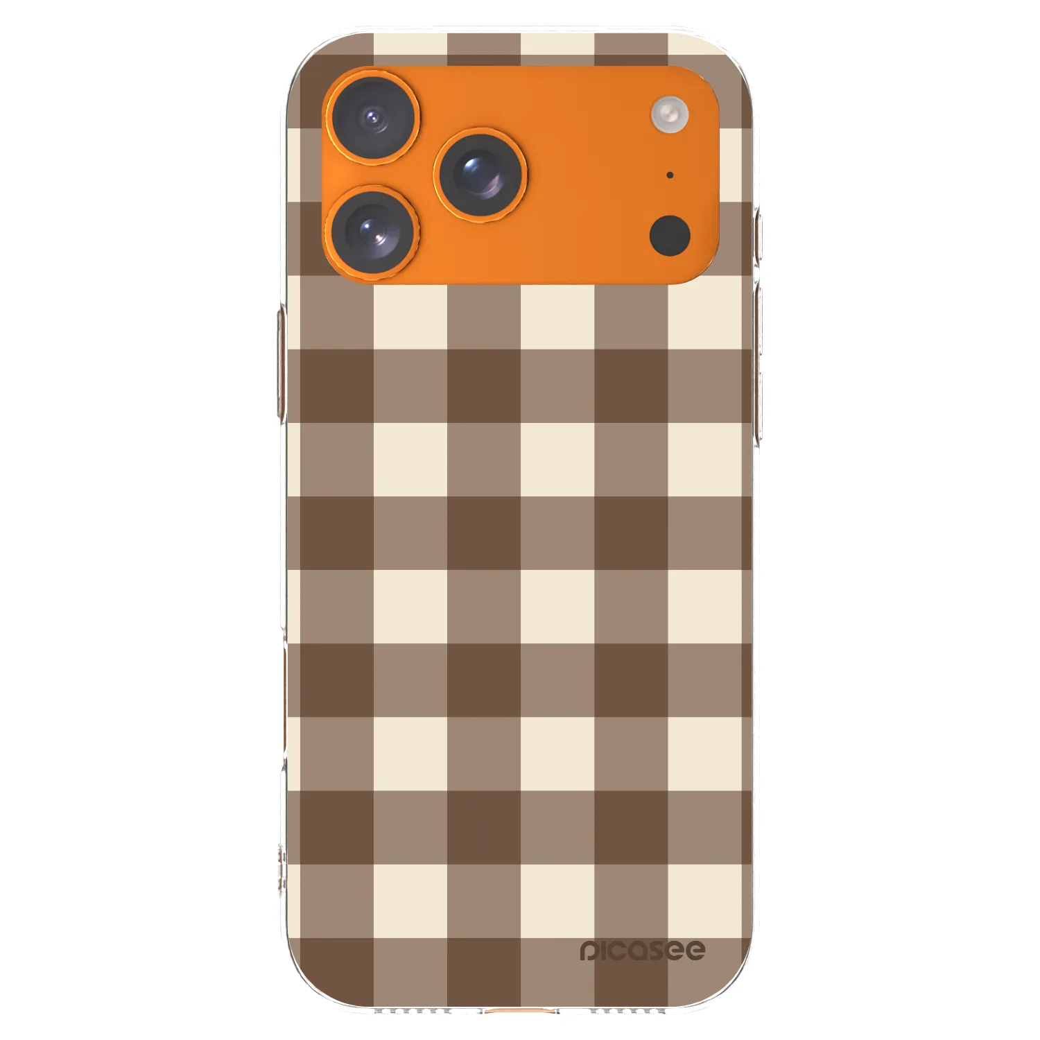 Picasee Apple iPhone 17 Pro Max Hülle - Transparentes Silikon - Brown grid