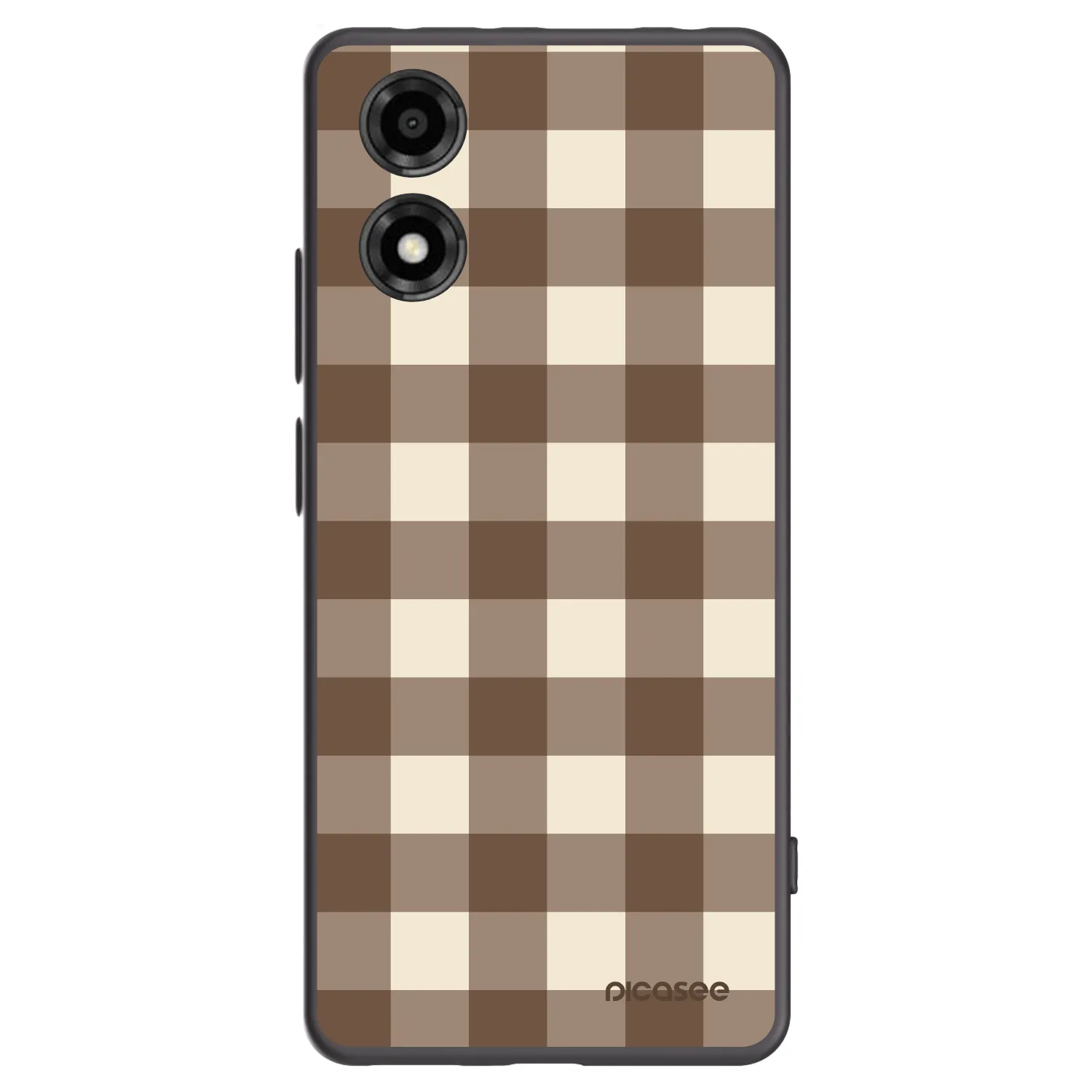 Picasee Motorola Moto E14 Hülle - Schwarzes Silikon - Brown grid