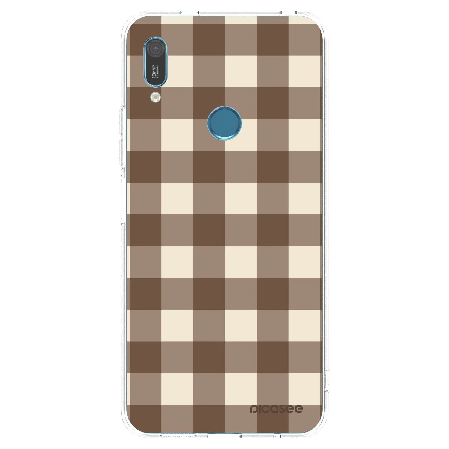 Picasee Huawei Y6 2019 Hülle - Transparentes Silikon - Brown grid