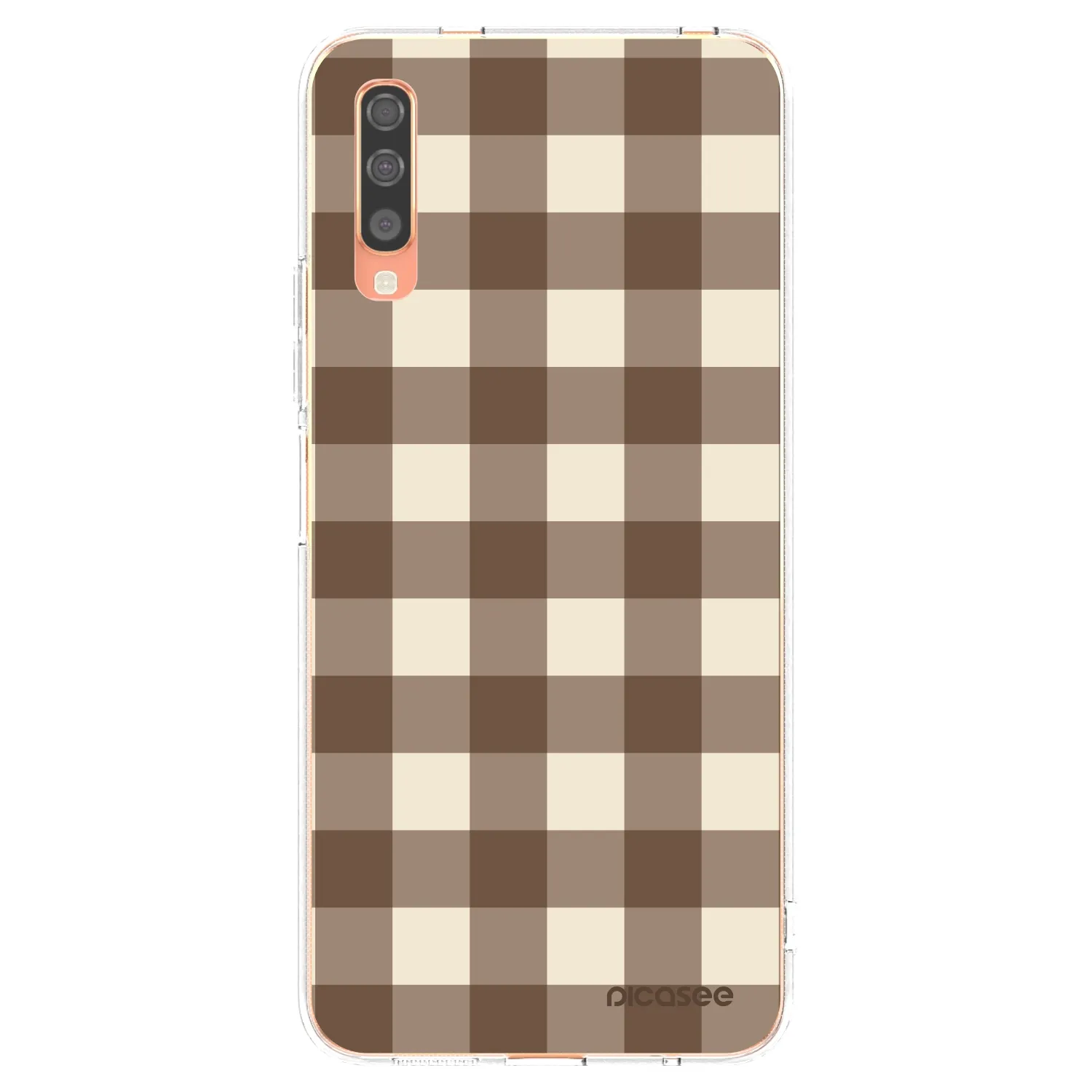 Picasee Samsung Galaxy A70 A705F Hülle - Transparentes Silikon - Brown grid