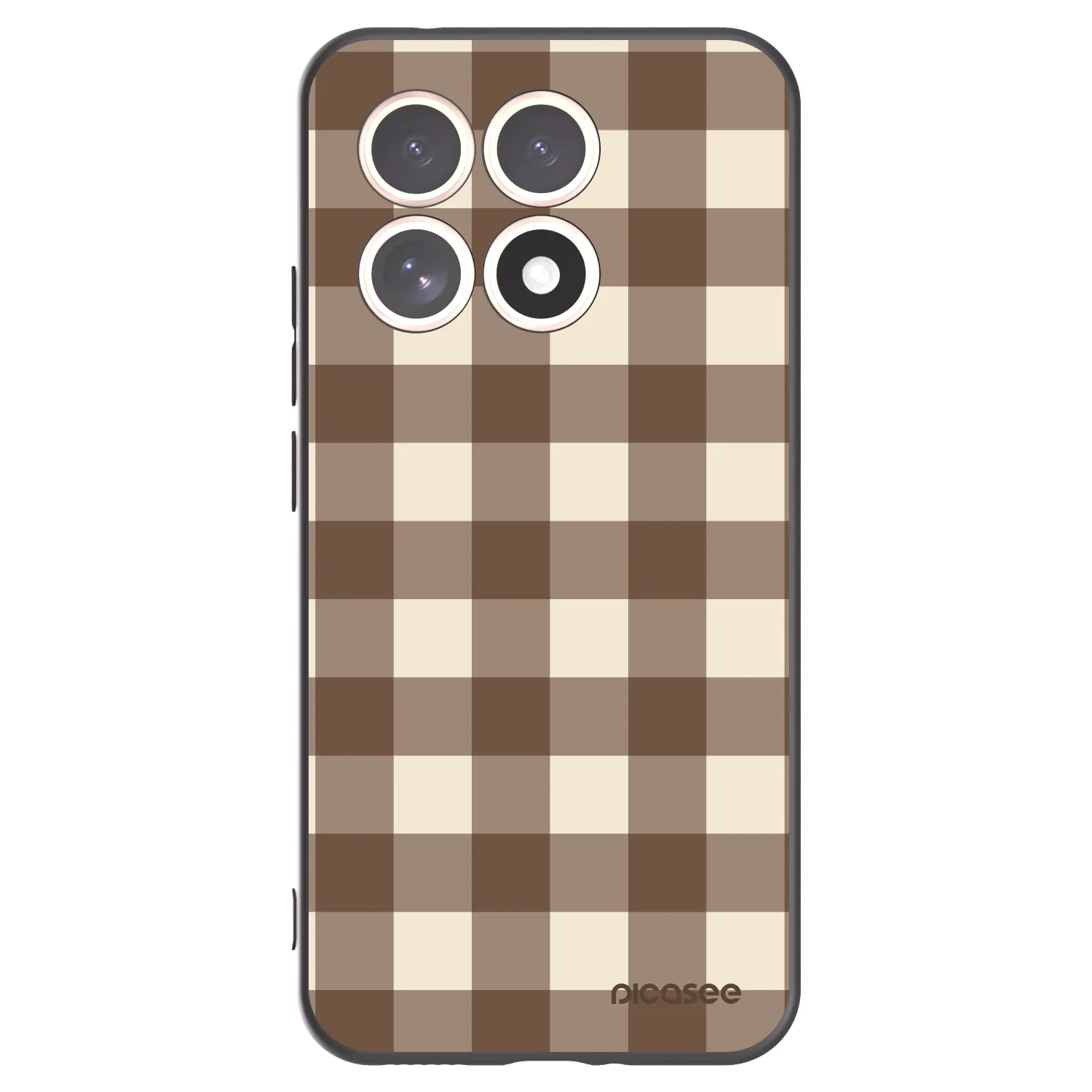 Picasee Xiaomi 15T Hülle - Schwarzes Silikon - Brown grid