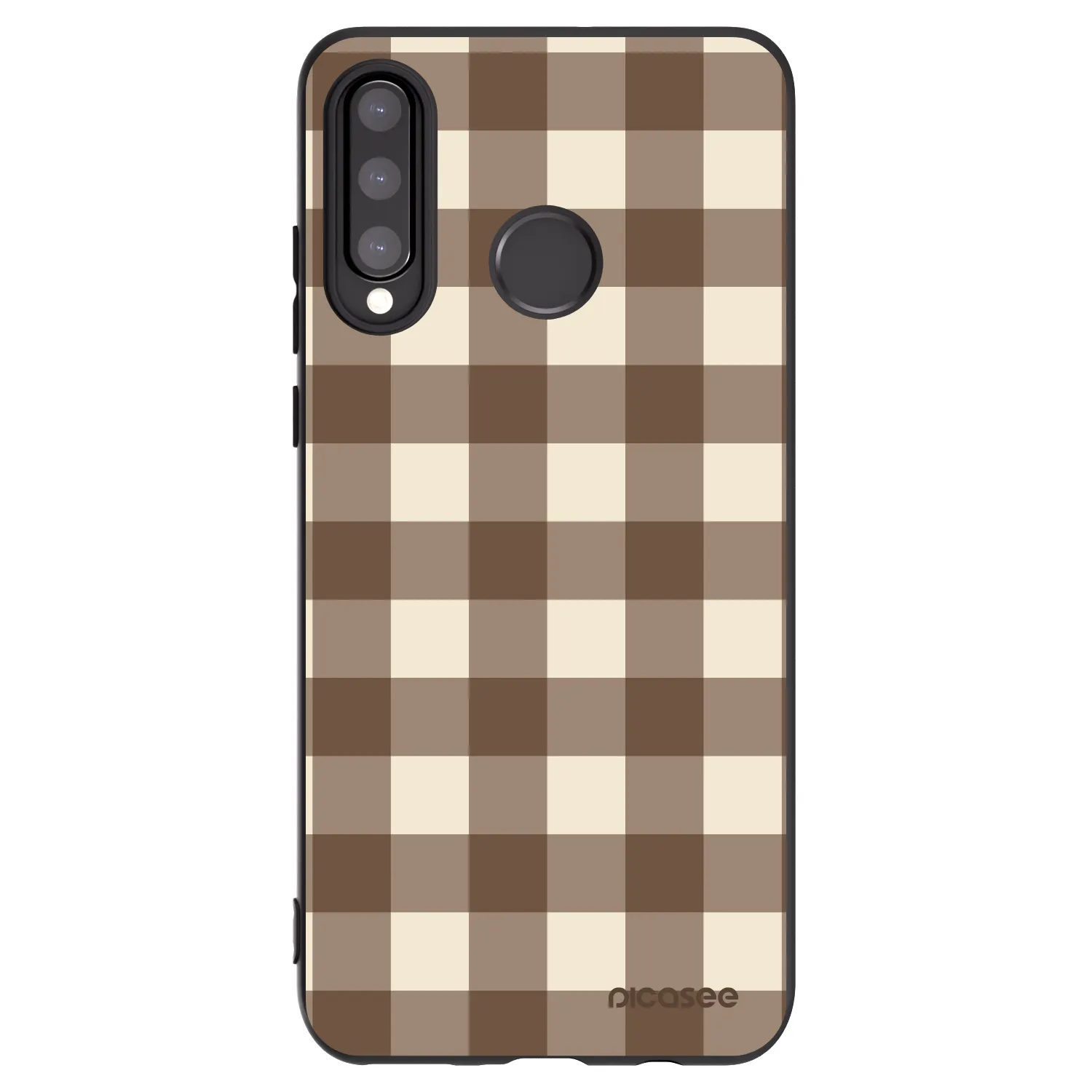 Picasee Huawei P30 Lite Hülle - Schwarzes Silikon - Brown grid