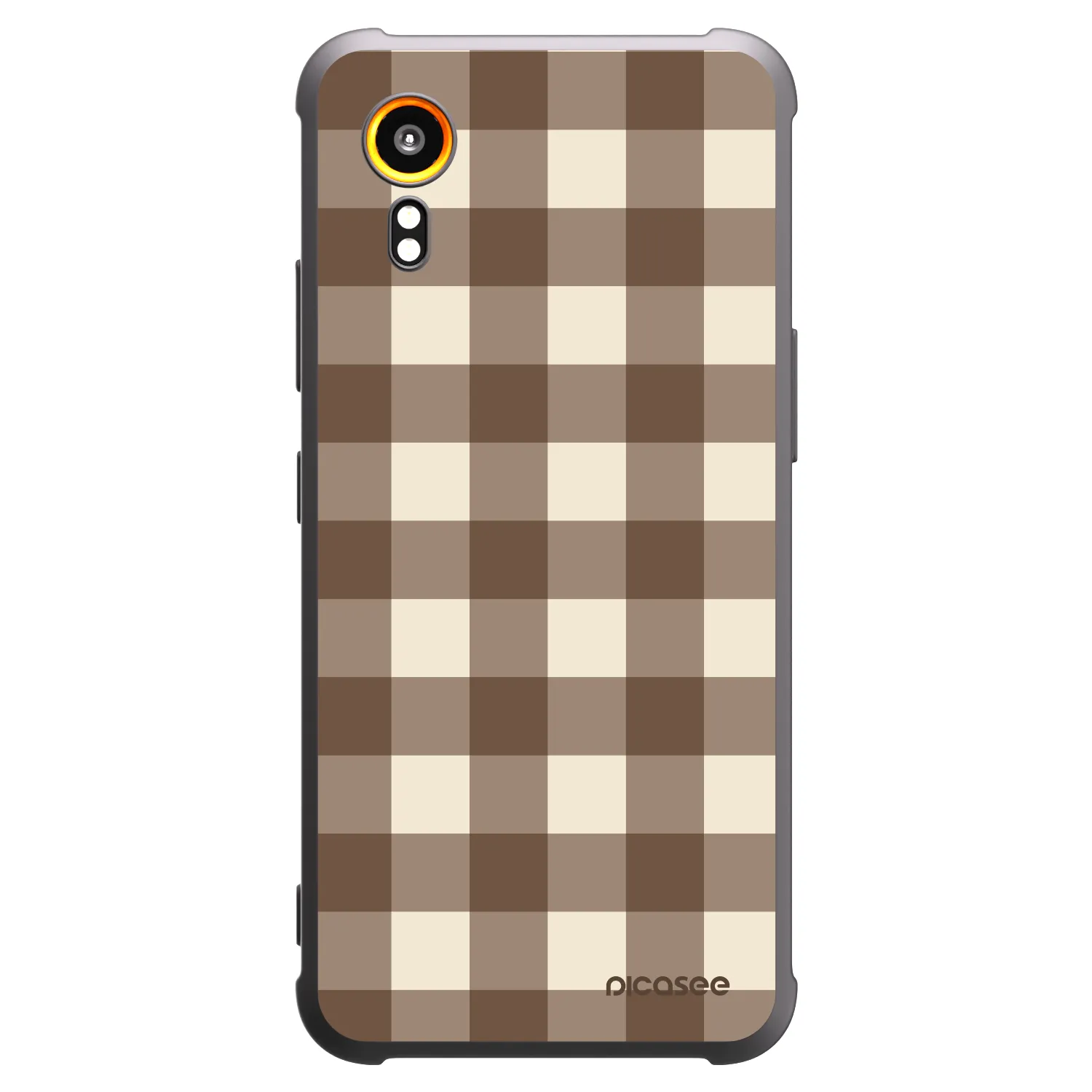 Picasee Samsung Galaxy XCover 7 Hülle - Schwarzes Silikon - Brown grid