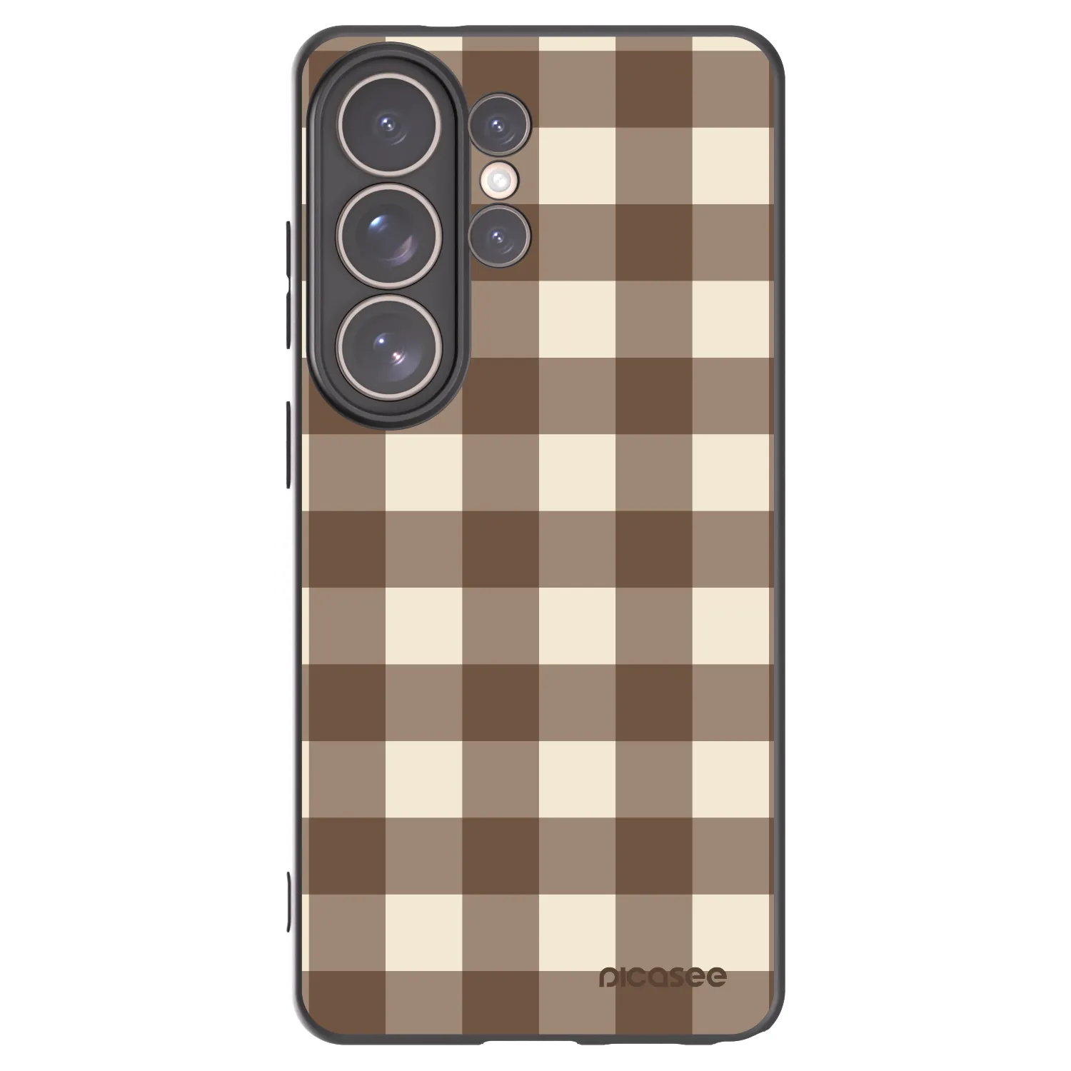 Picasee Samsung Galaxy S26 Ultra Hülle - Schwarzes Silikon - Brown grid