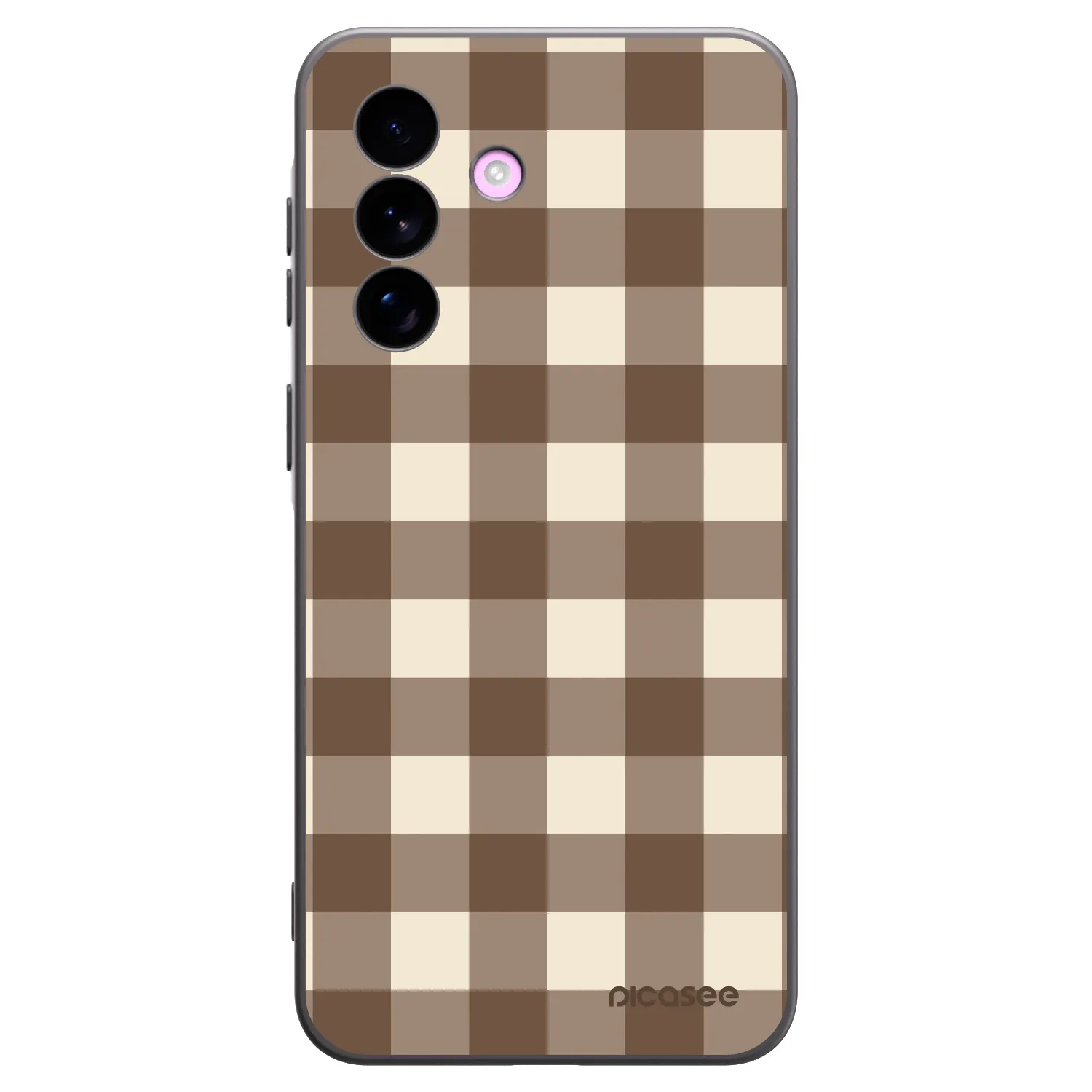 Picasee Samsung Galaxy A57 5G Hülle - Schwarzes Silikon - Brown grid