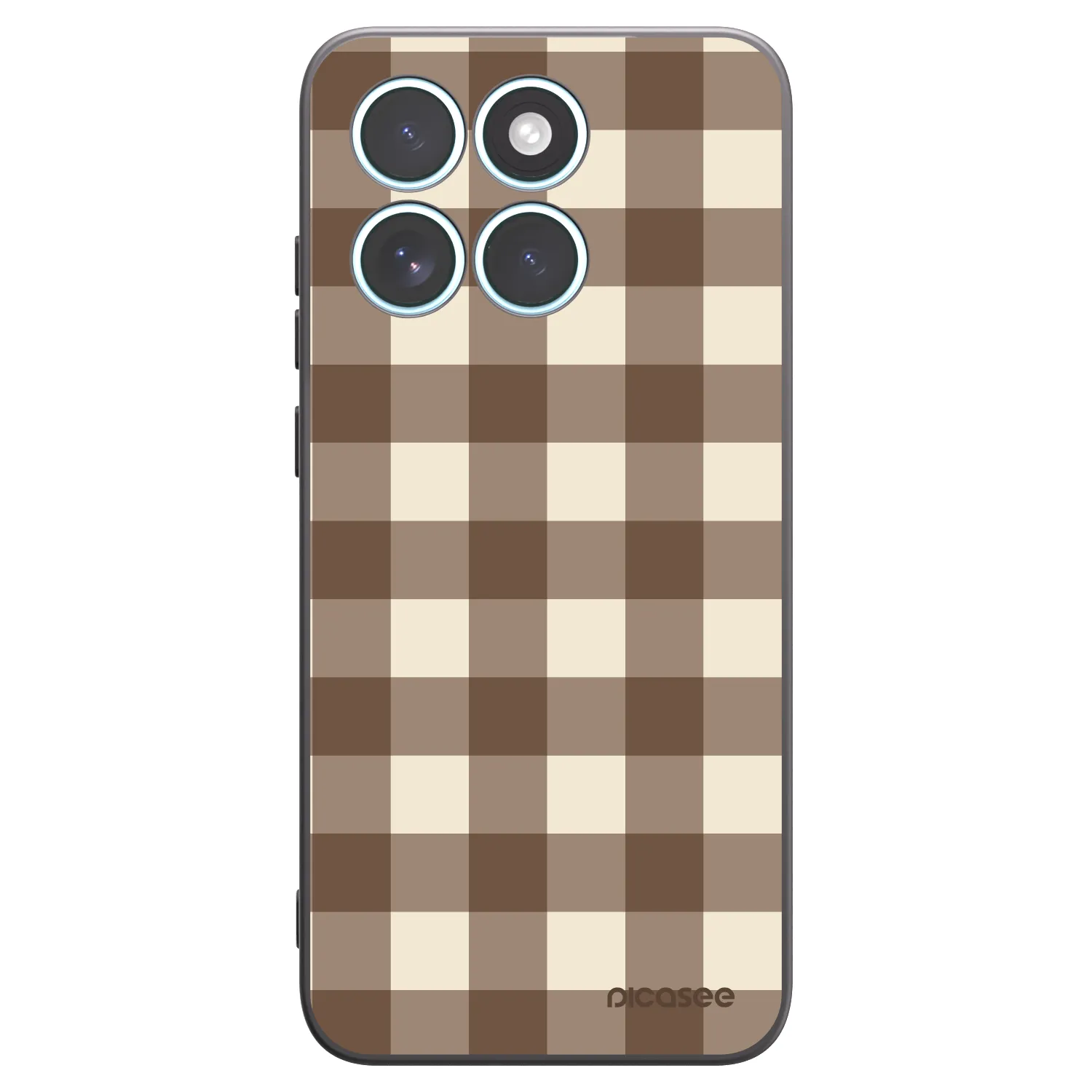 Picasee Motorola Edge 70 Fusion Hülle - Schwarzes Silikon - Brown grid