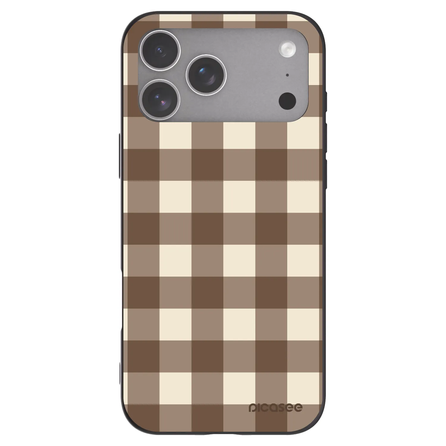 Picasee Apple iPhone 18 Pro Max Hülle - Schwarzes Silikon - Brown grid