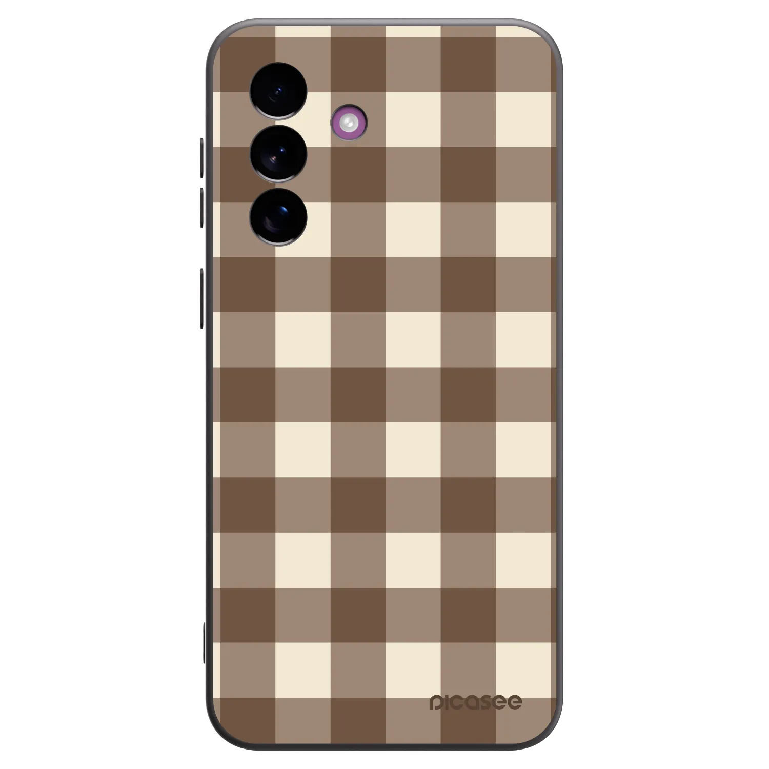 Picasee Samsung Galaxy A37 Hülle - Schwarzes Silikon - Brown grid
