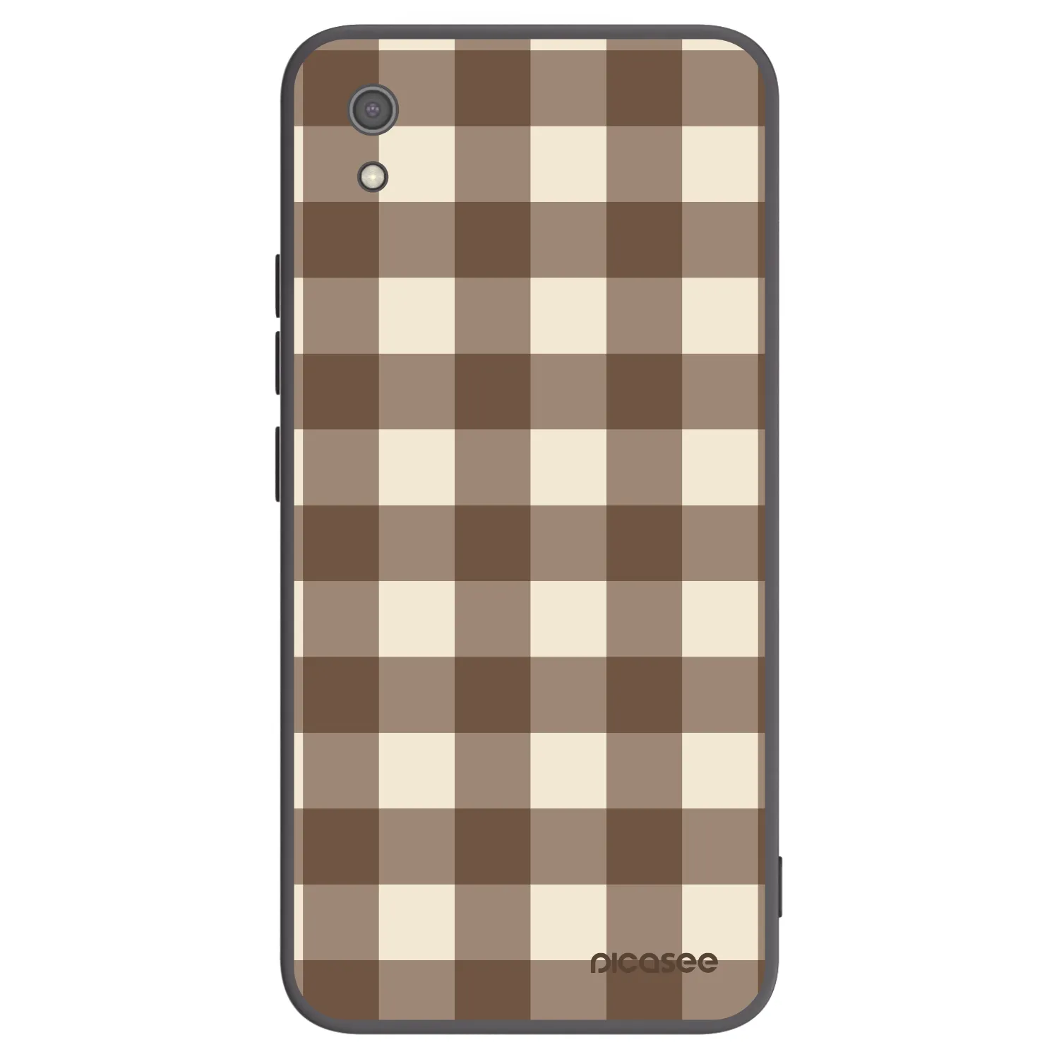 Picasee Xiaomi Redmi 7A Hülle - Schwarzes Silikon - Brown grid