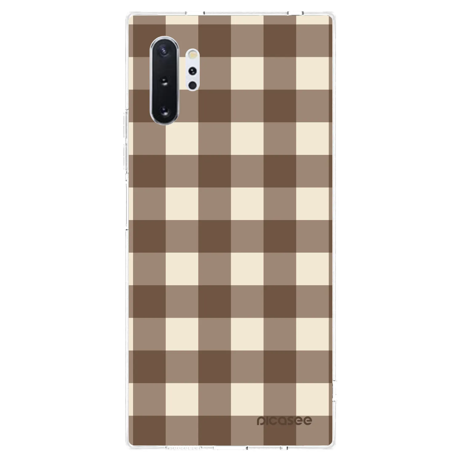 Picasee Samsung Galaxy Note 10+ N975F Hülle - Transparentes Silikon - Brown grid