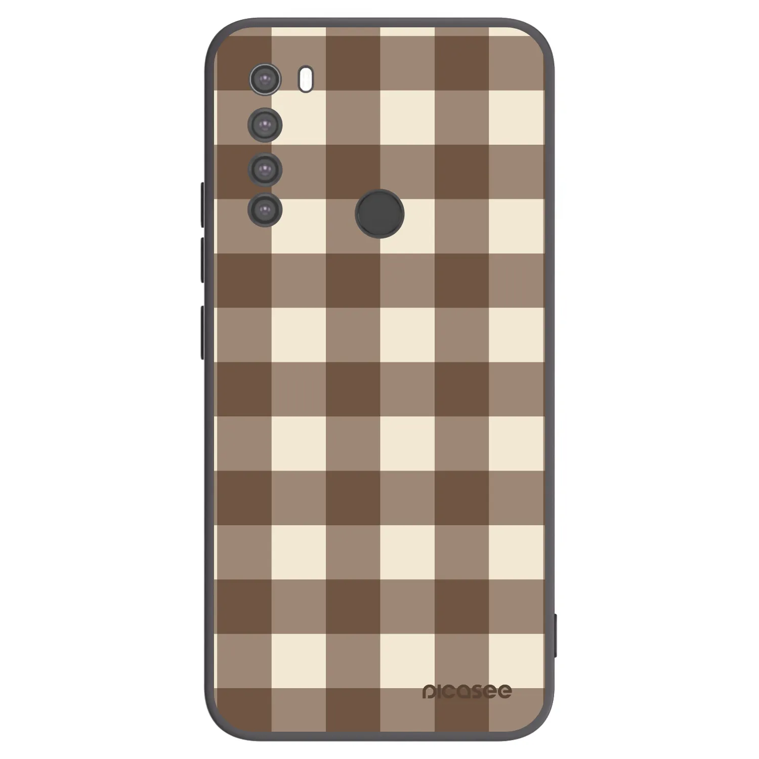Picasee Xiaomi Redmi Note 8 Hülle - Schwarzes Silikon - Brown grid
