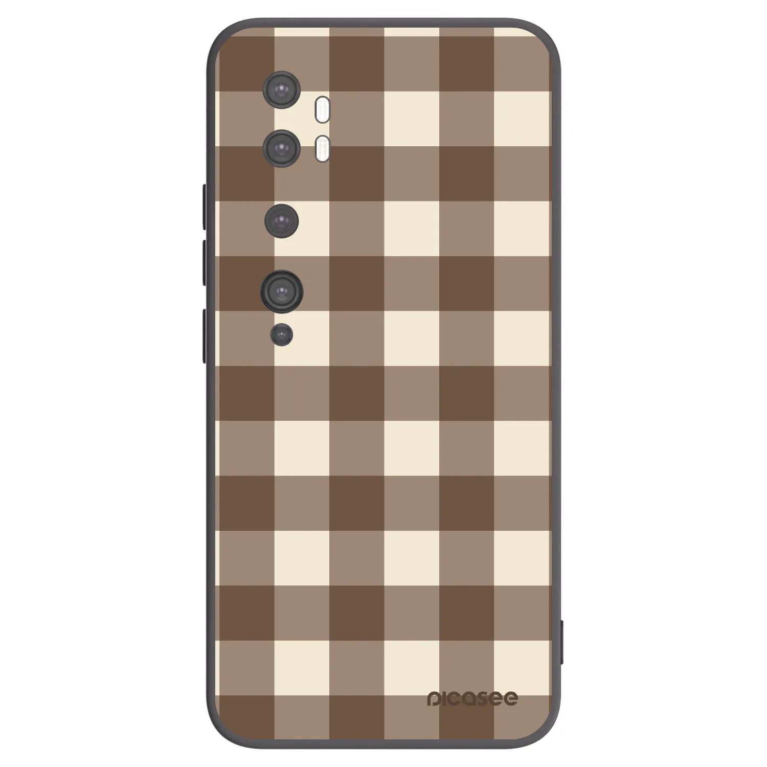 Picasee Xiaomi Mi Note 10 (Pro) Hülle - Schwarzes Silikon - Brown grid