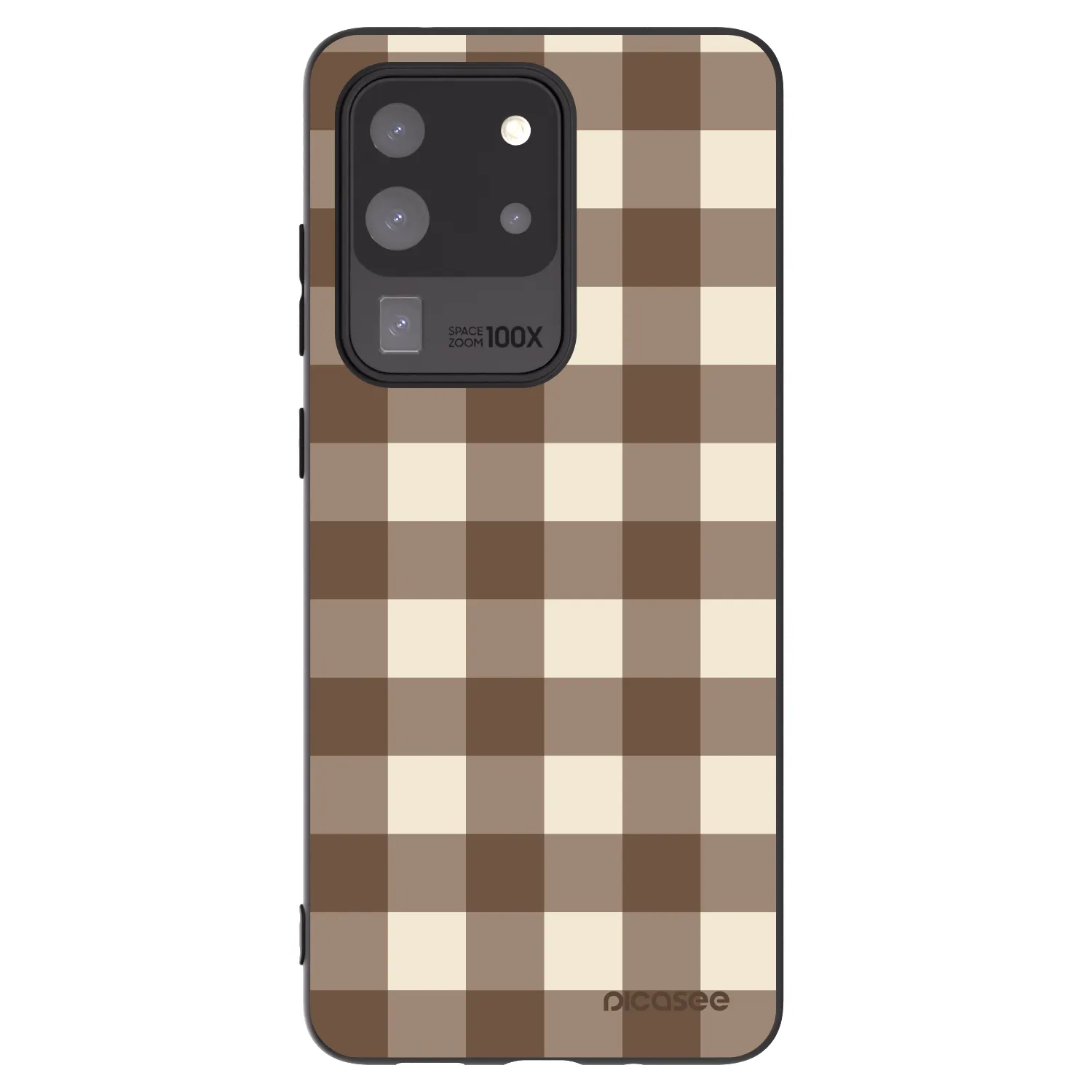 Picasee Samsung Galaxy S20 Ultra 5G G988F Hülle - Schwarzes Silikon - Brown grid