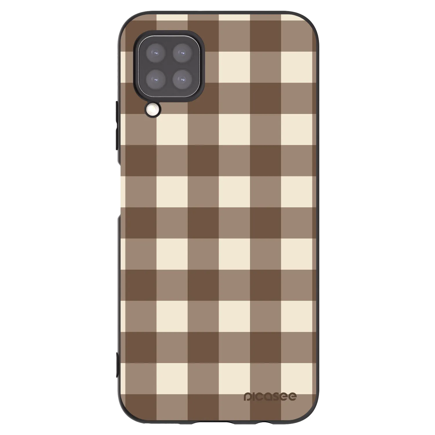 Picasee Huawei P40 Lite Hülle - Schwarzes Silikon - Brown grid