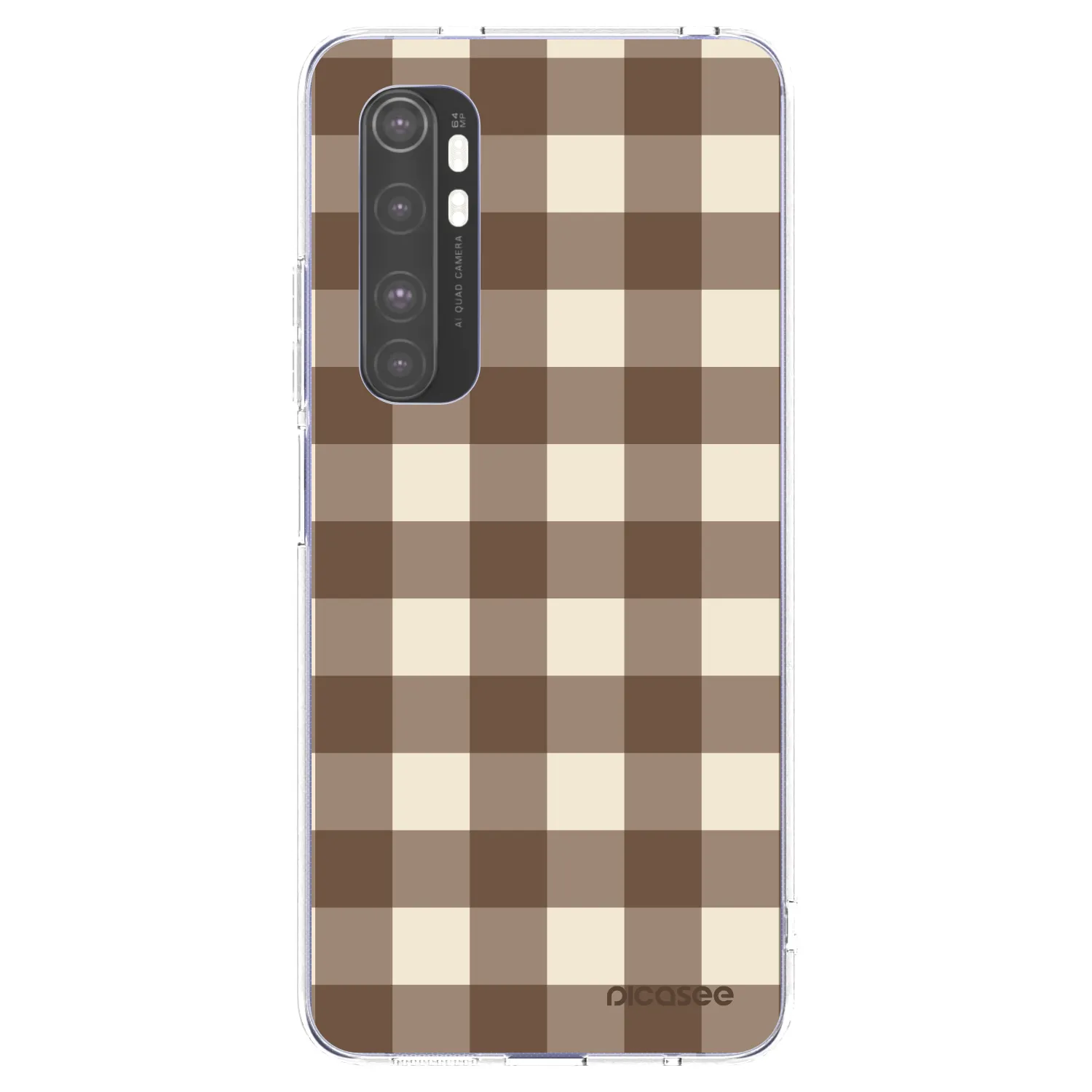 Picasee Xiaomi Mi Note 10 Lite Hülle - Transparentes Silikon - Brown grid