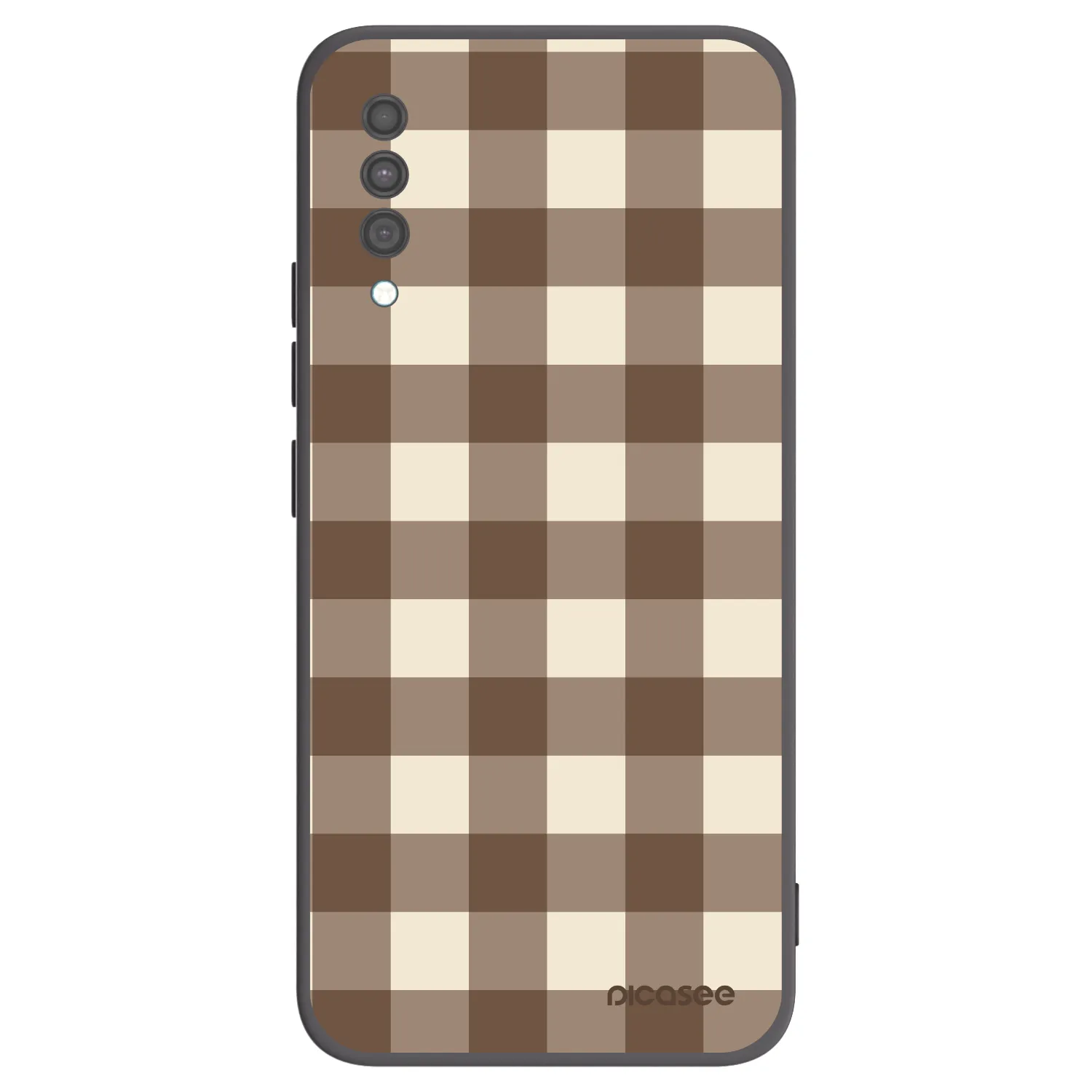 Picasee Samsung Galaxy A30s A307F Hülle - Schwarzes Silikon - Brown grid