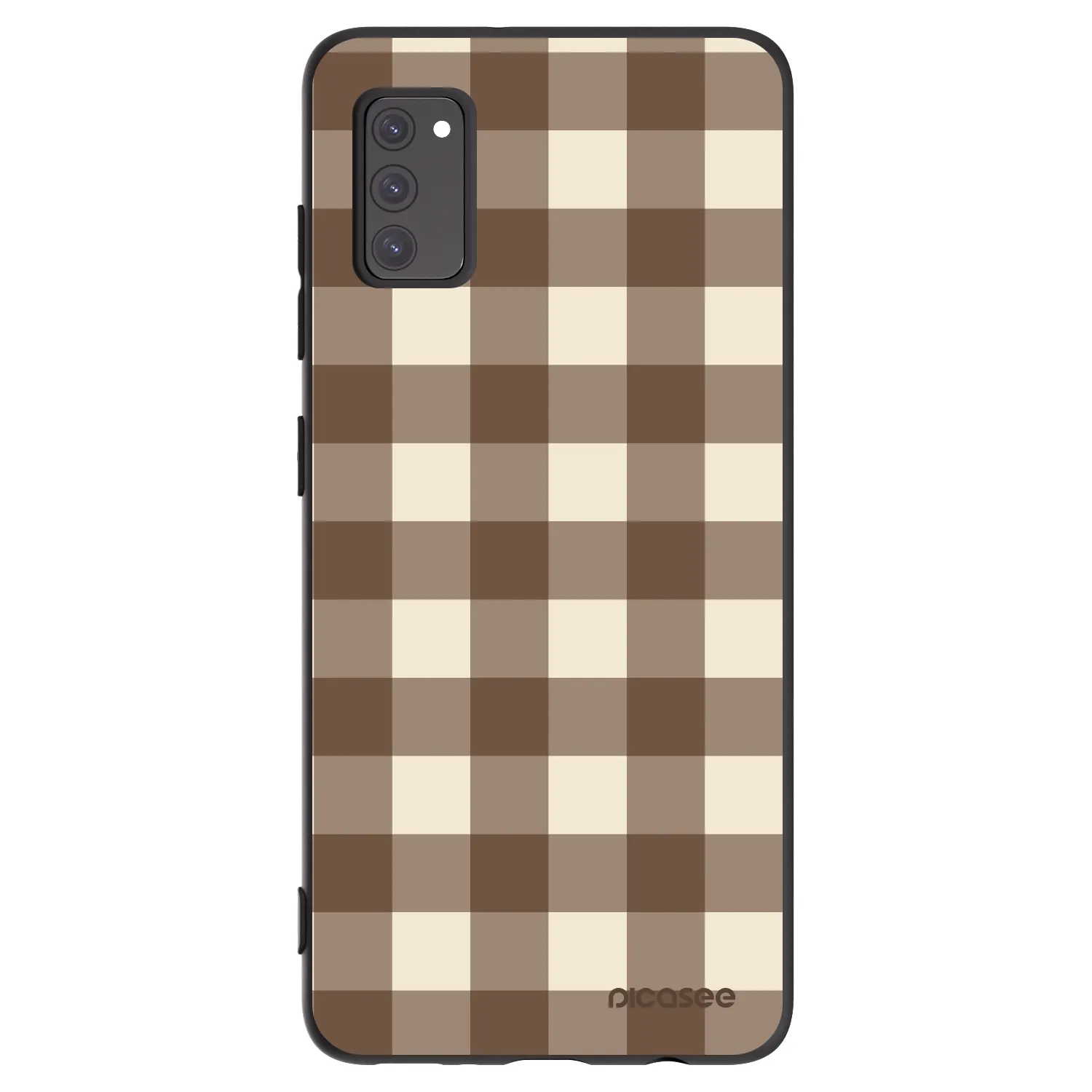 Picasee Samsung Galaxy A41 A415F Hülle - Schwarzes Silikon - Brown grid