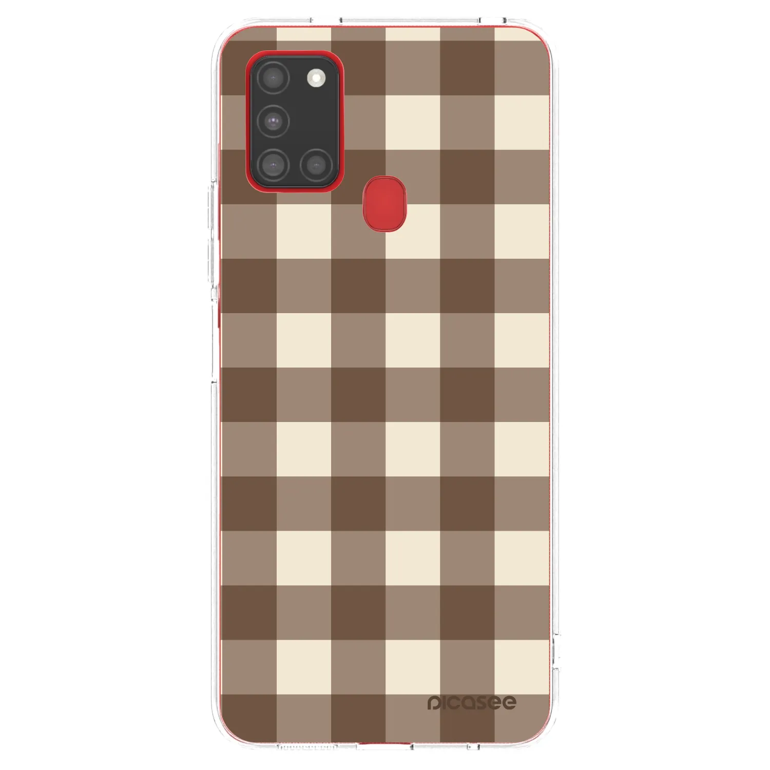 Picasee Samsung Galaxy A21s Hülle - Transparentes Silikon - Brown grid