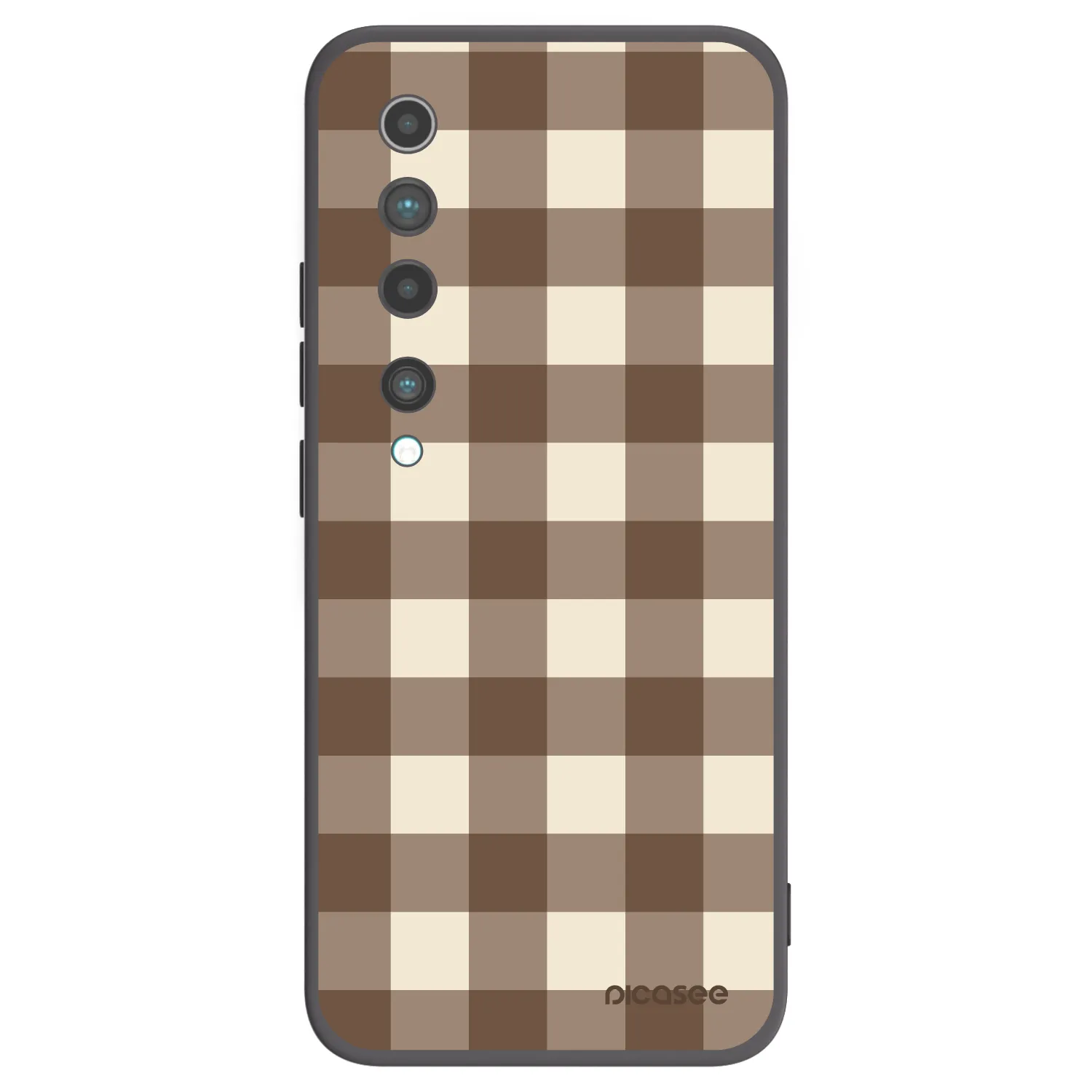 Picasee Xiaomi Mi 10 Hülle - Schwarzes Silikon - Brown grid