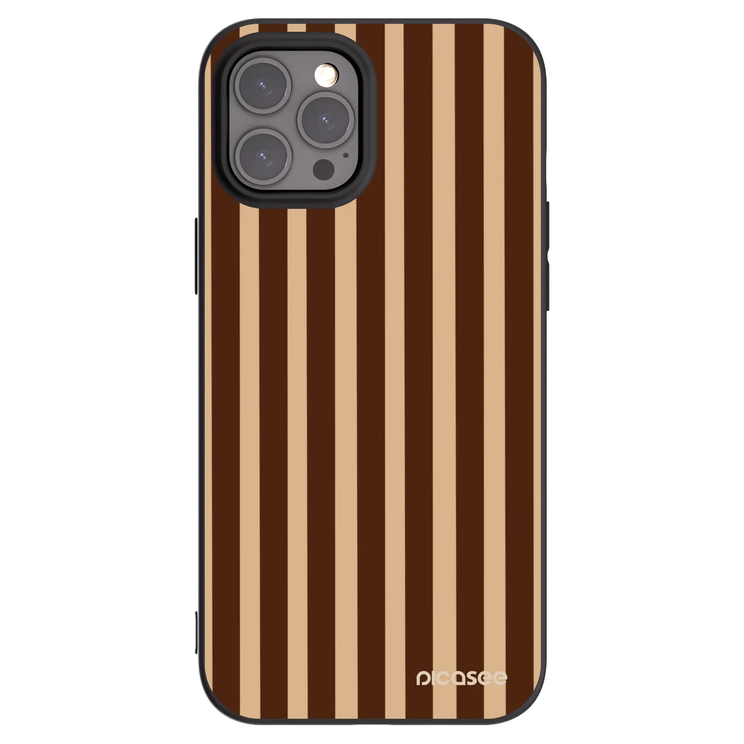 Picasee Apple iPhone 12 Pro Max Hülle - Schwarzes Silikon - Brown lines