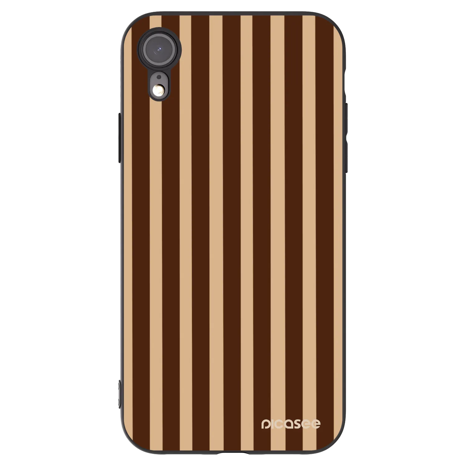 Picasee Apple iPhone XR Hülle - Schwarzes Silikon - Brown lines