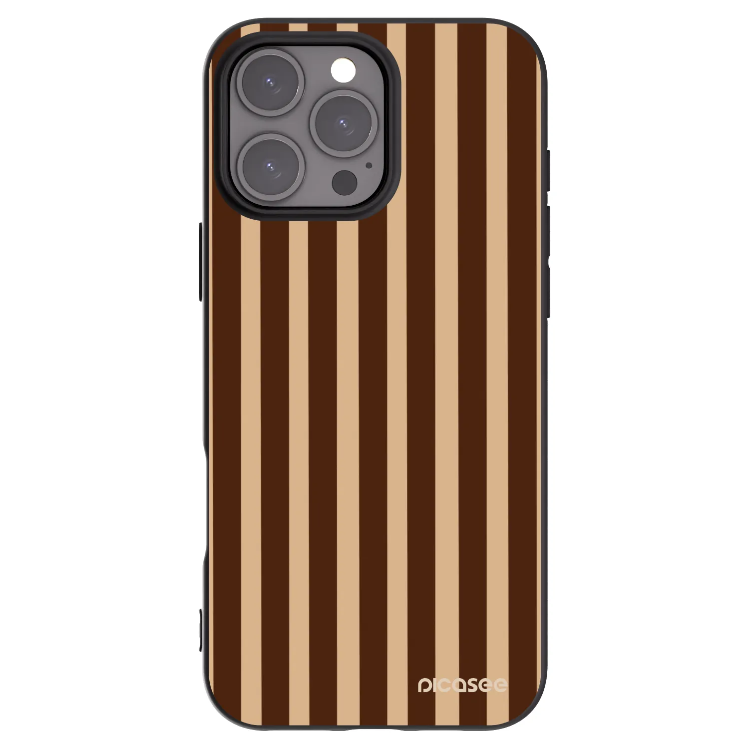Picasee Apple iPhone 16 Pro Max Hülle - Schwarzes Silikon - Brown lines
