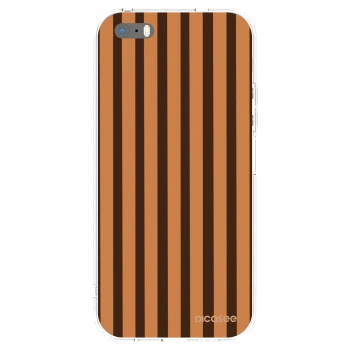 Apple iPhone 5/5S/SE Hülle - Transparentes Silikon - Caramel lines