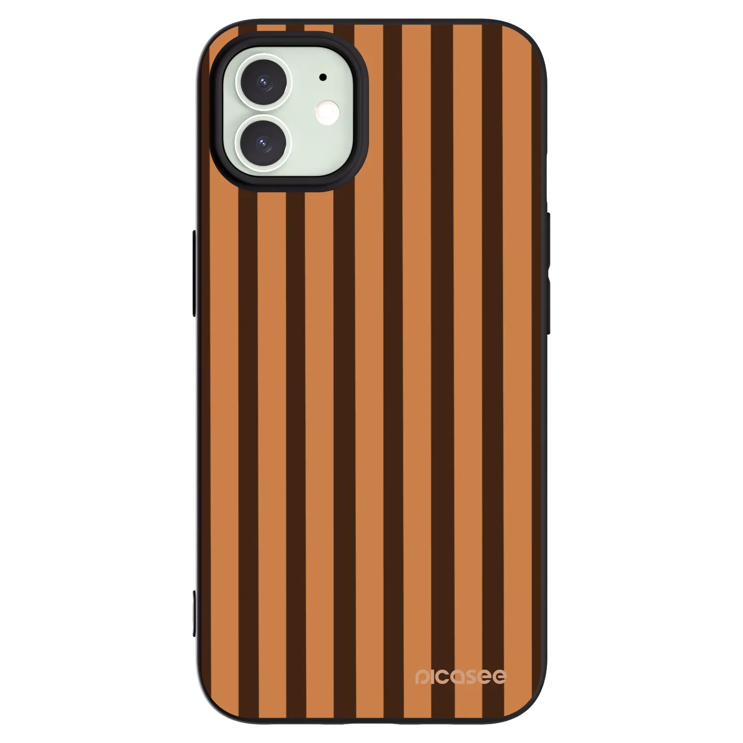 Picasee Apple iPhone 12 Hülle - Schwarzes Silikon - Caramel lines