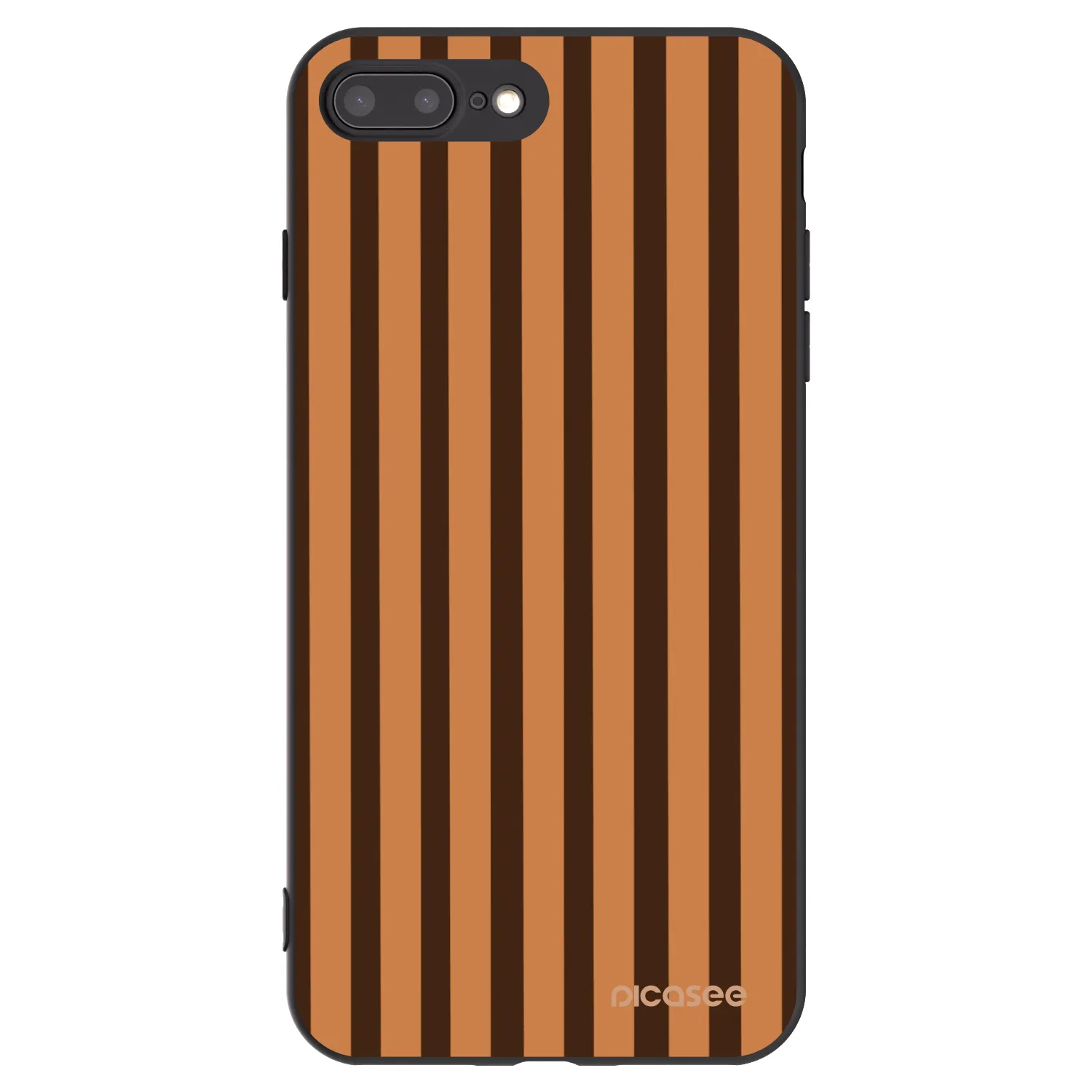 Picasee Apple iPhone 7 Plus Hülle - Schwarzes Silikon - Caramel lines