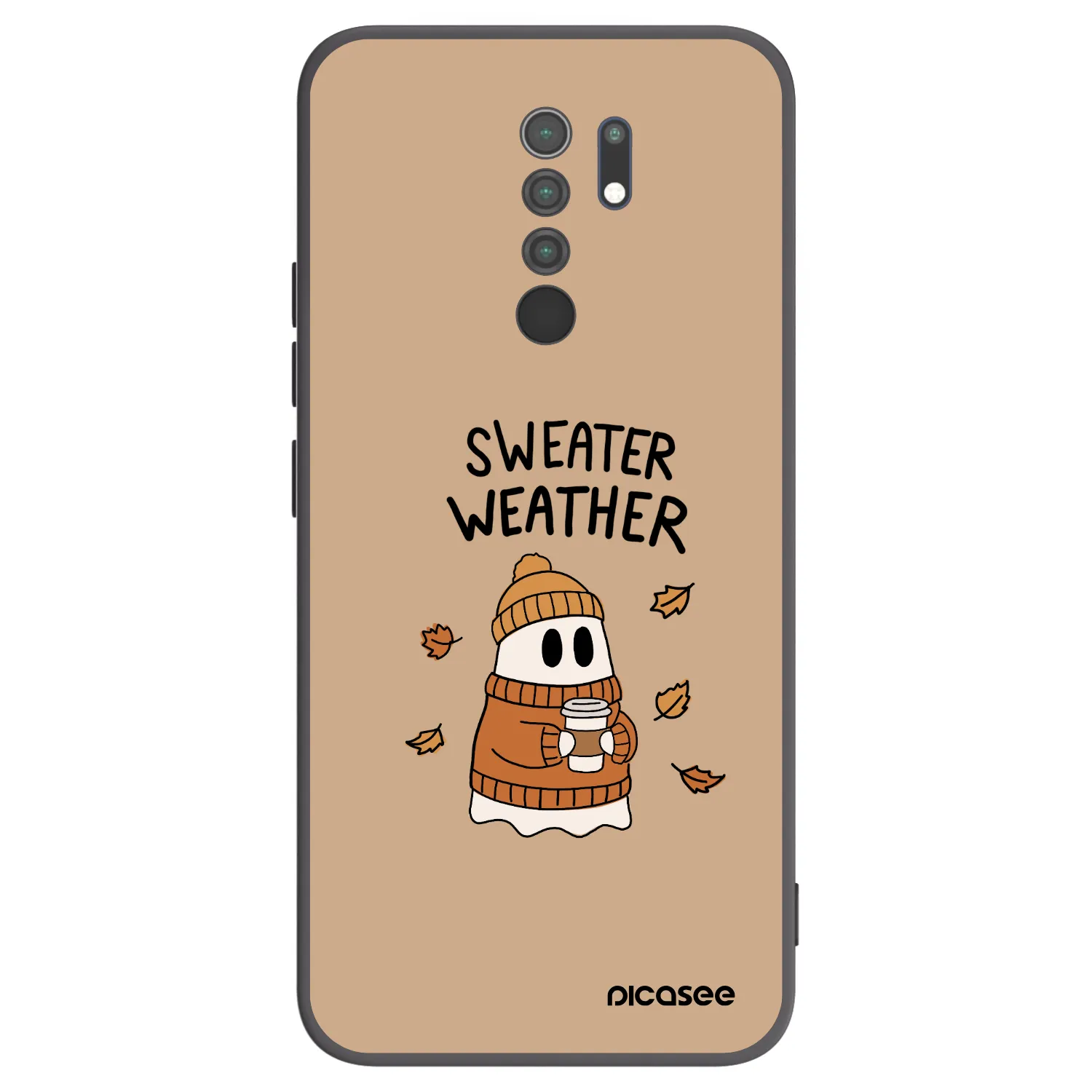 Picasee Xiaomi Redmi 9 Hülle - Schwarzes Silikon - Sweater ghost