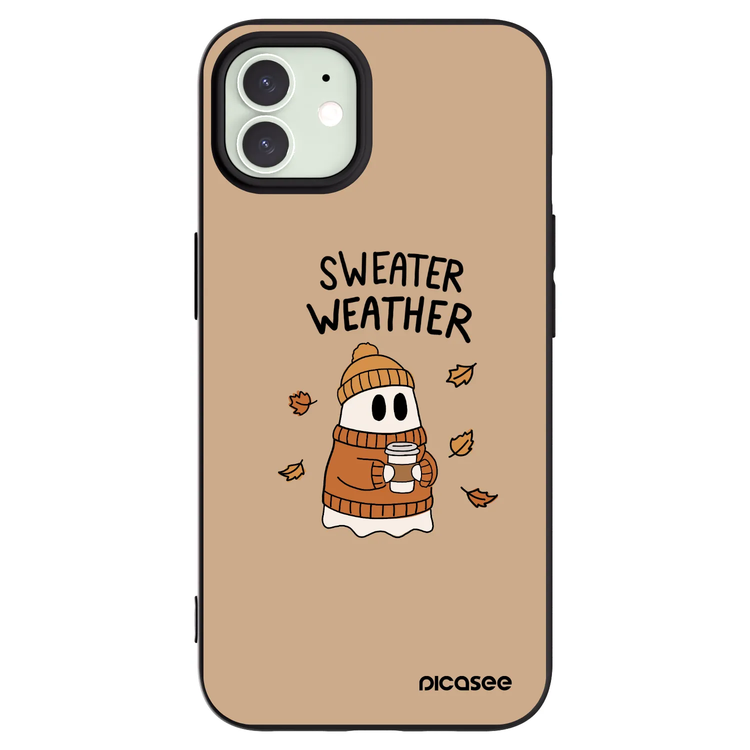 Picasee Apple iPhone 12 Hülle - Schwarzes Silikon - Sweater ghost