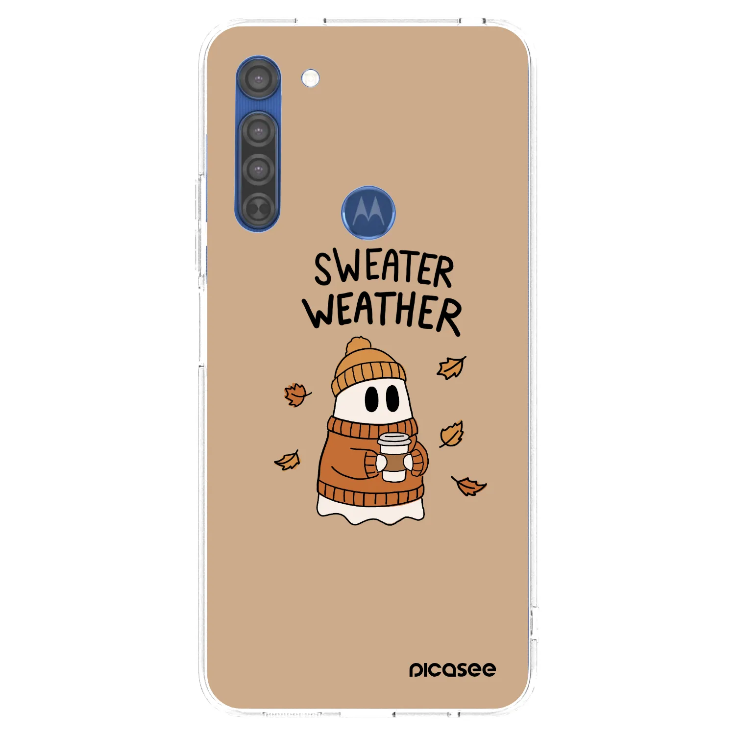Picasee Motorola Moto G8 Hülle - Transparentes Silikon - Sweater ghost