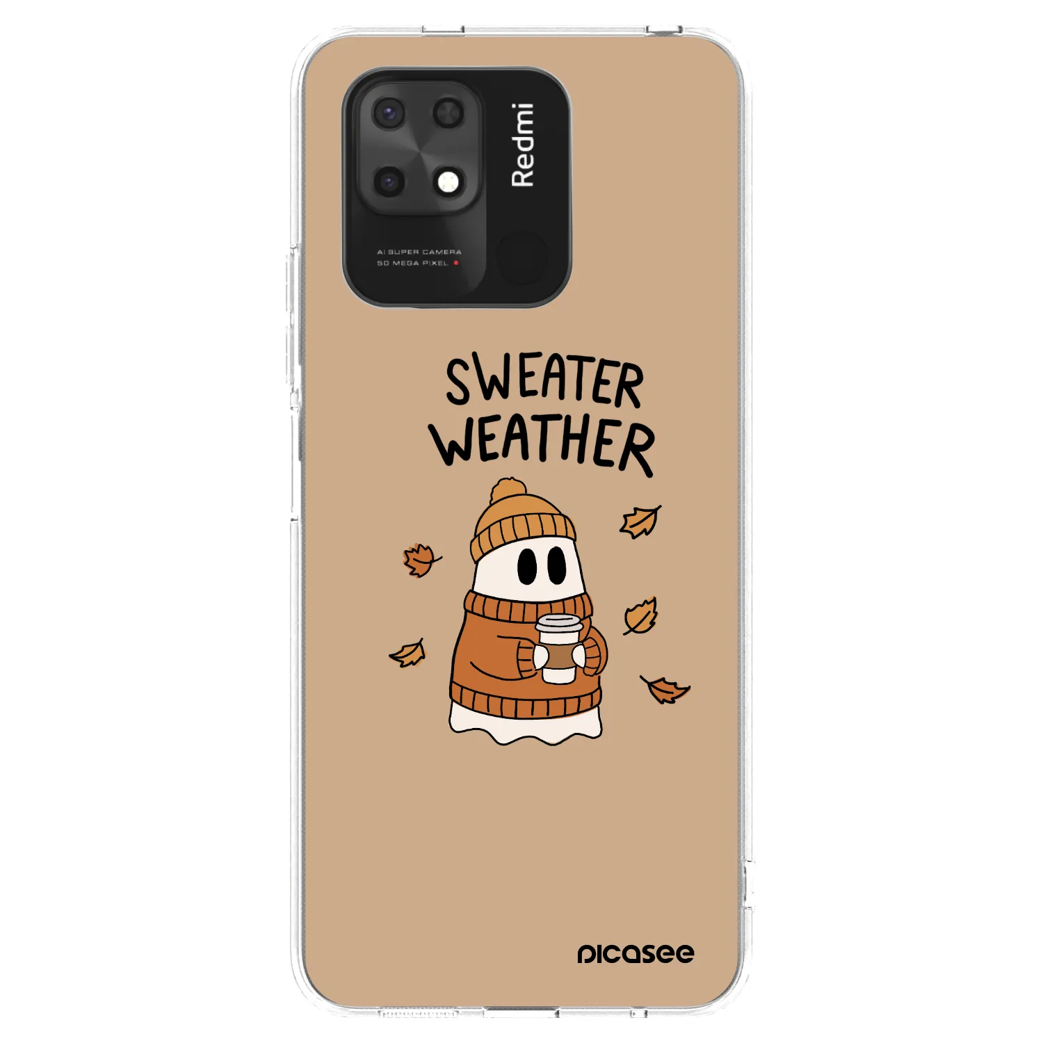 Picasee Xiaomi Redmi 10C Hülle - Transparentes Silikon - Sweater ghost