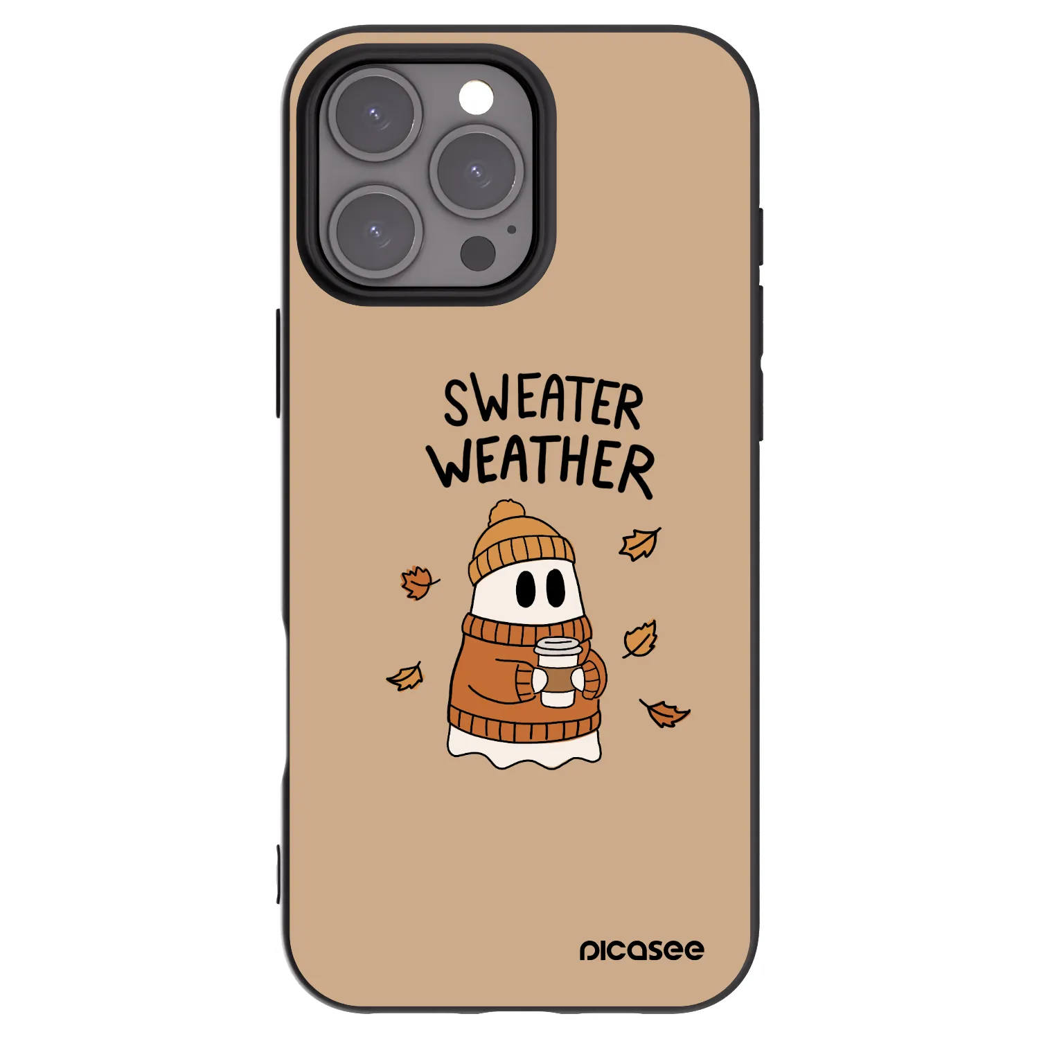 Picasee Apple iPhone 16 Pro Max Hülle - Schwarzes Silikon - Sweater ghost