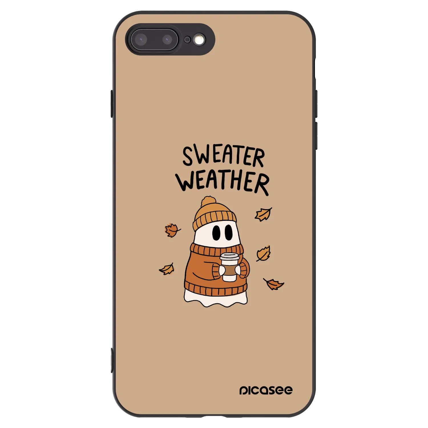 Picasee Apple iPhone 8 Plus Hülle - Schwarzes Silikon - Sweater ghost