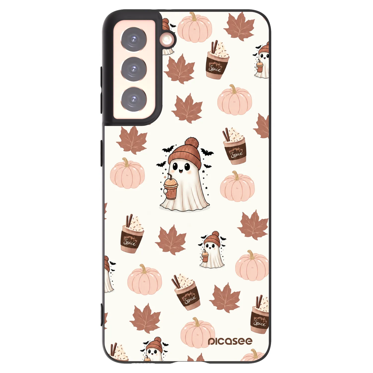Picasee Samsung Galaxy S21 5G G991B Hülle - Schwarzes Silikon - Pumpkin spice