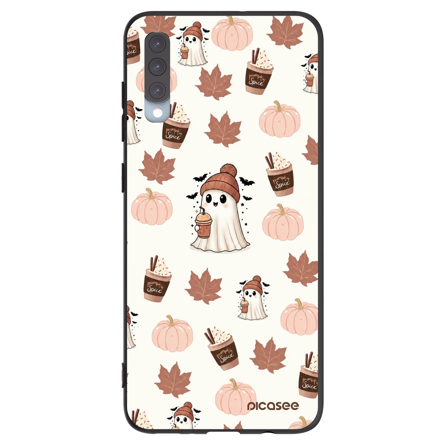 Picasee Samsung Galaxy A70 A705F Hülle - Schwarzes Silikon - Pumpkin spice