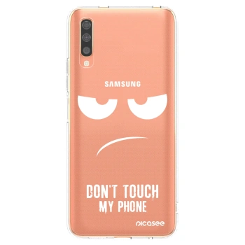 Picasee Samsung Galaxy A70 A705F Hülle - Transparentes Silikon - Don't Touch My Phone