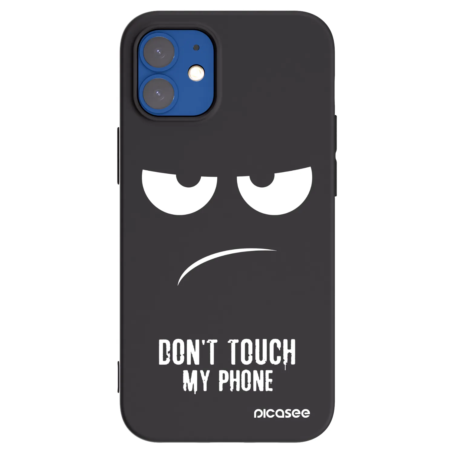 Picasee Apple iPhone 12 mini Hülle - Schwarzes Silikon - Don't Touch My Phone