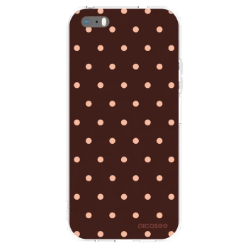 Apple iPhone 5/5S/SE Hülle - Transparentes Silikon - Peach Dots & Chocolate