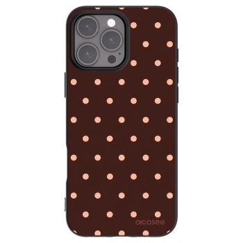 Picasee Apple iPhone 16 Pro Max Hülle - Schwarzes Silikon - Peach Dots & Chocolate