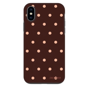 Hülle für Apple iPhone X/XS - Peach Dots & Chocolate