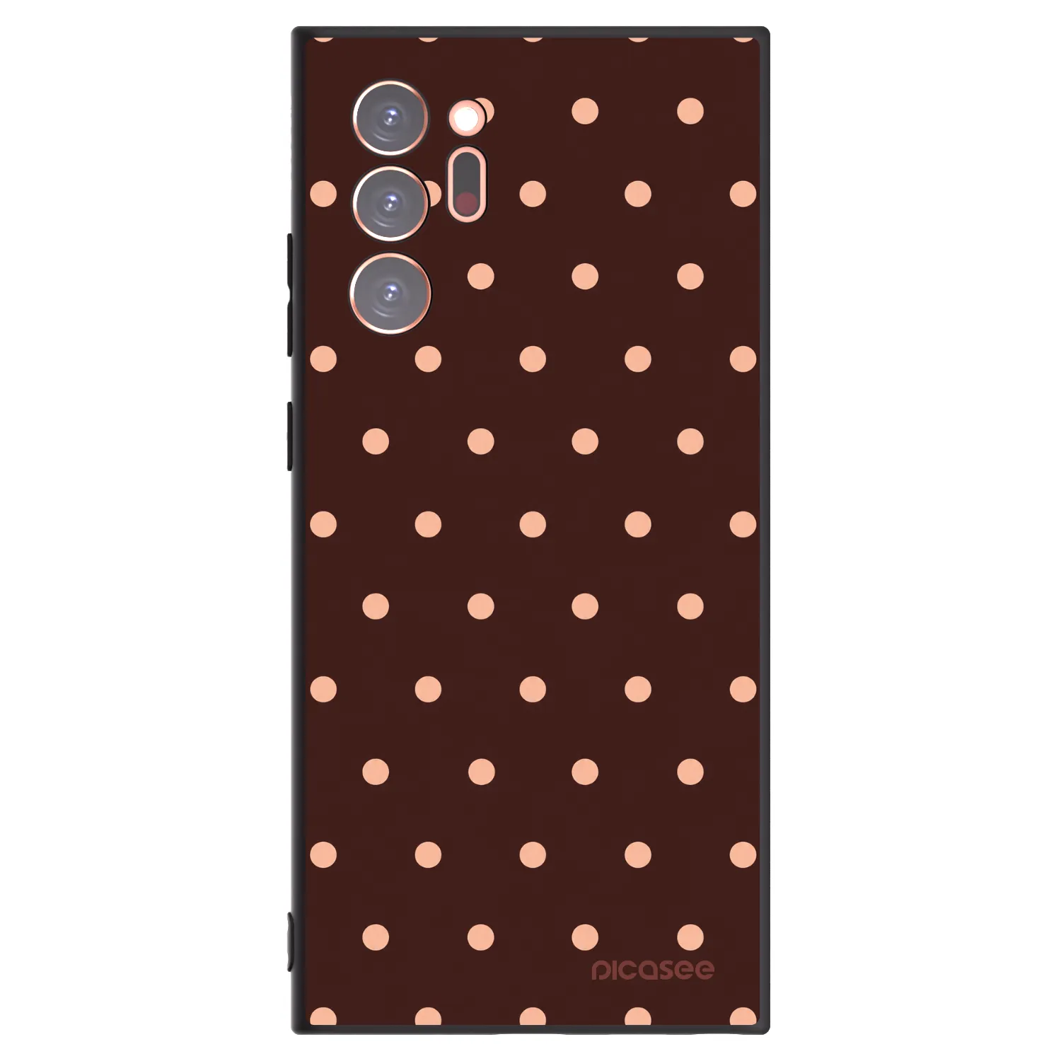 Picasee Samsung Galaxy Note 20 Ultra Hülle - Schwarzes Silikon - Peach Dots & Chocolate