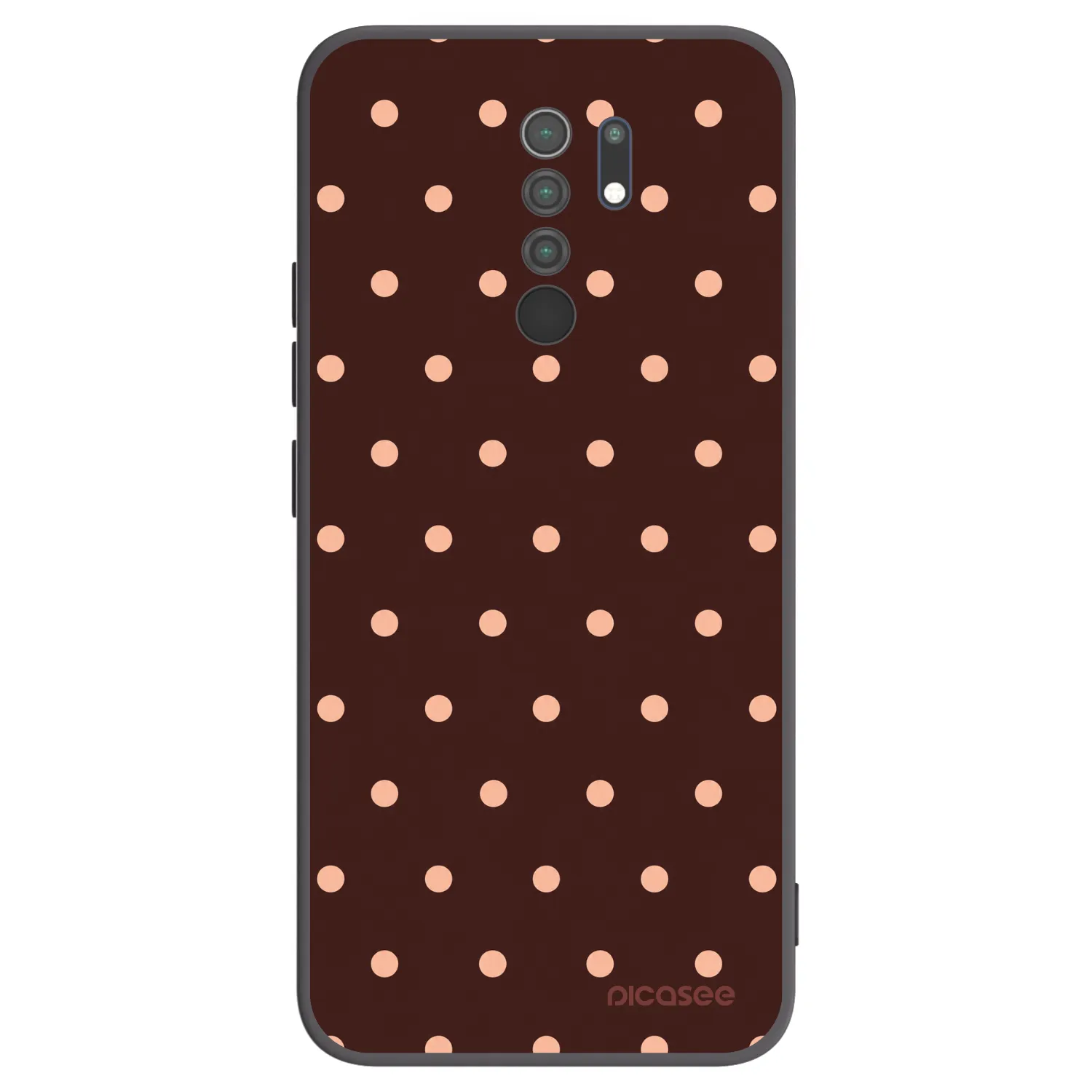 Picasee Xiaomi Redmi 9 Hülle - Schwarzes Silikon - Peach Dots & Chocolate
