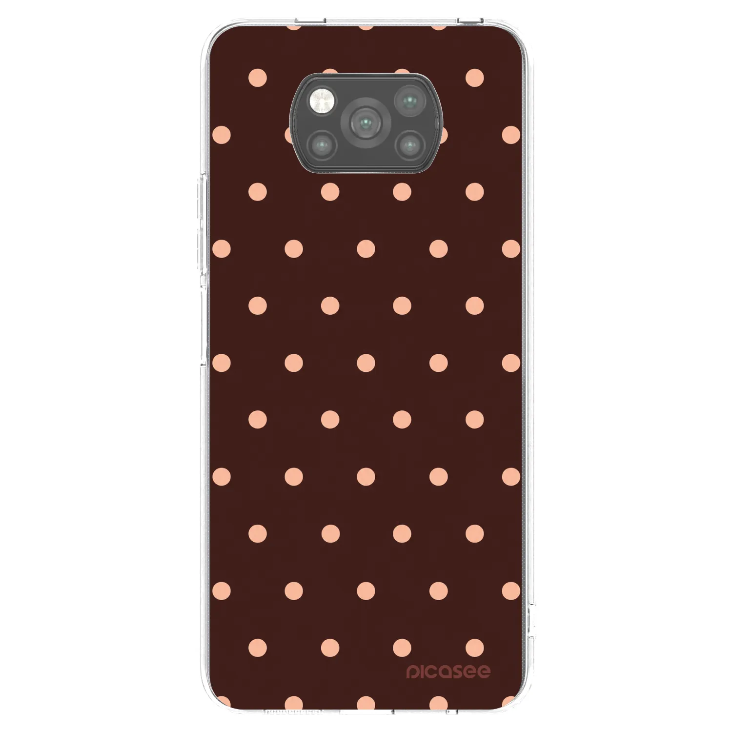 Picasee Xiaomi Poco X3 Hülle - Schwarzes Silikon - Peach Dots & Chocolate