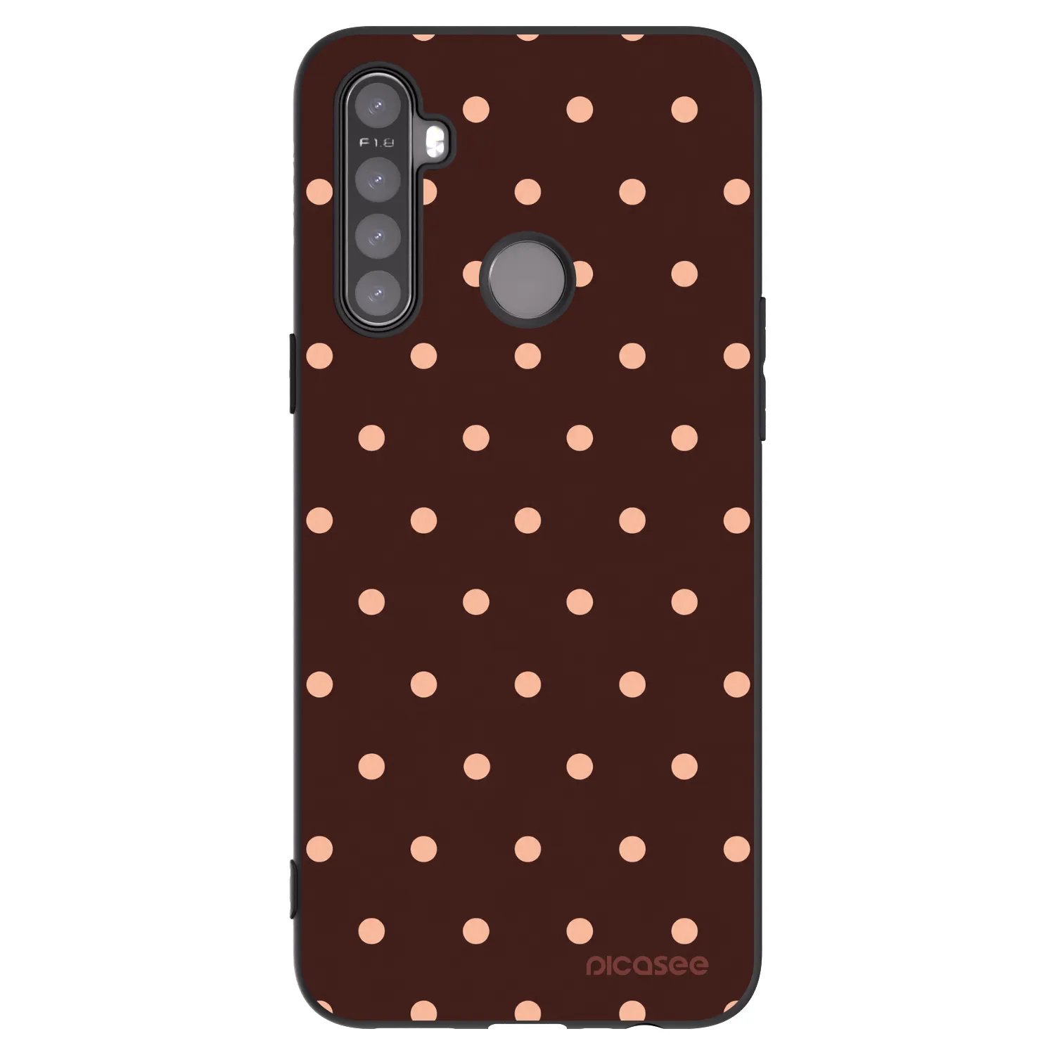 Picasee Realme 5 Hülle - Schwarzes Silikon - Peach Dots & Chocolate